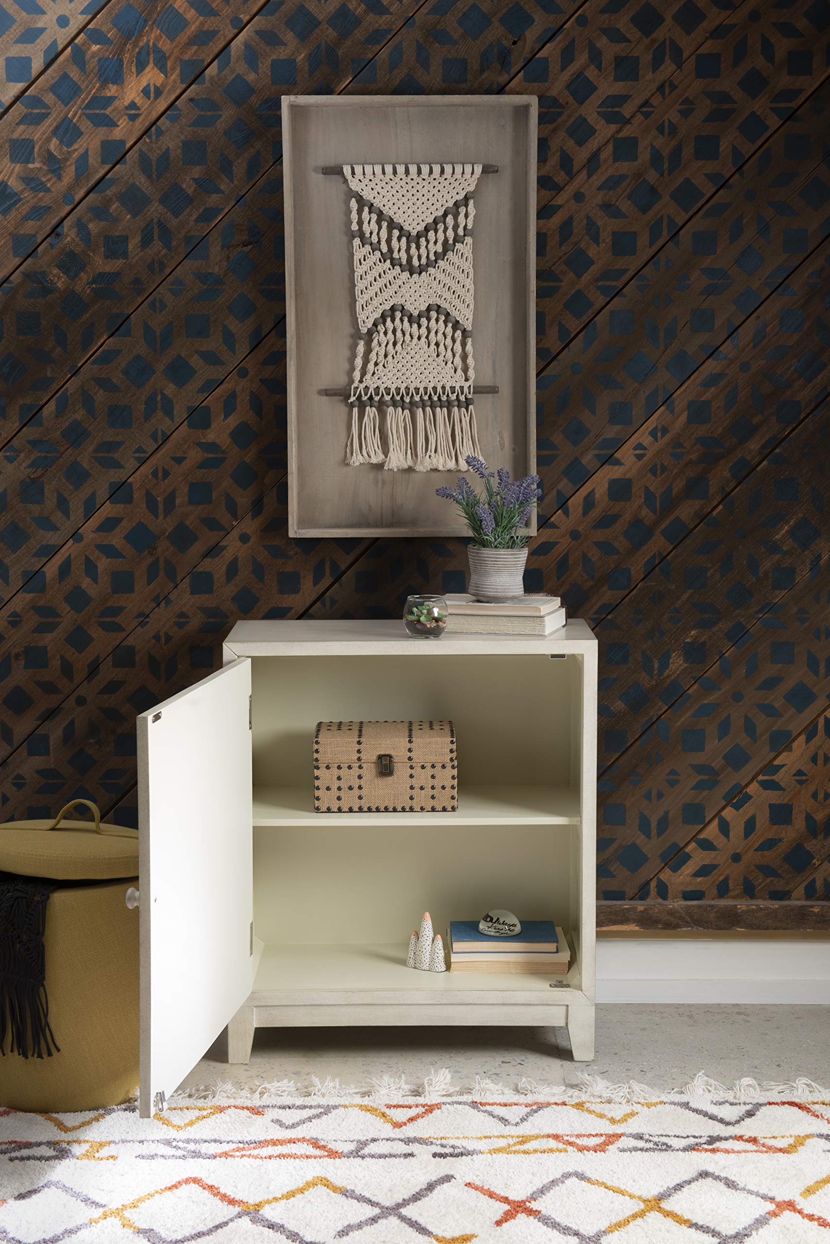 Powell Furniture Grace Antique White Cabinet - Elegant Storage Solution for Living Room, Bedroom & Home Office