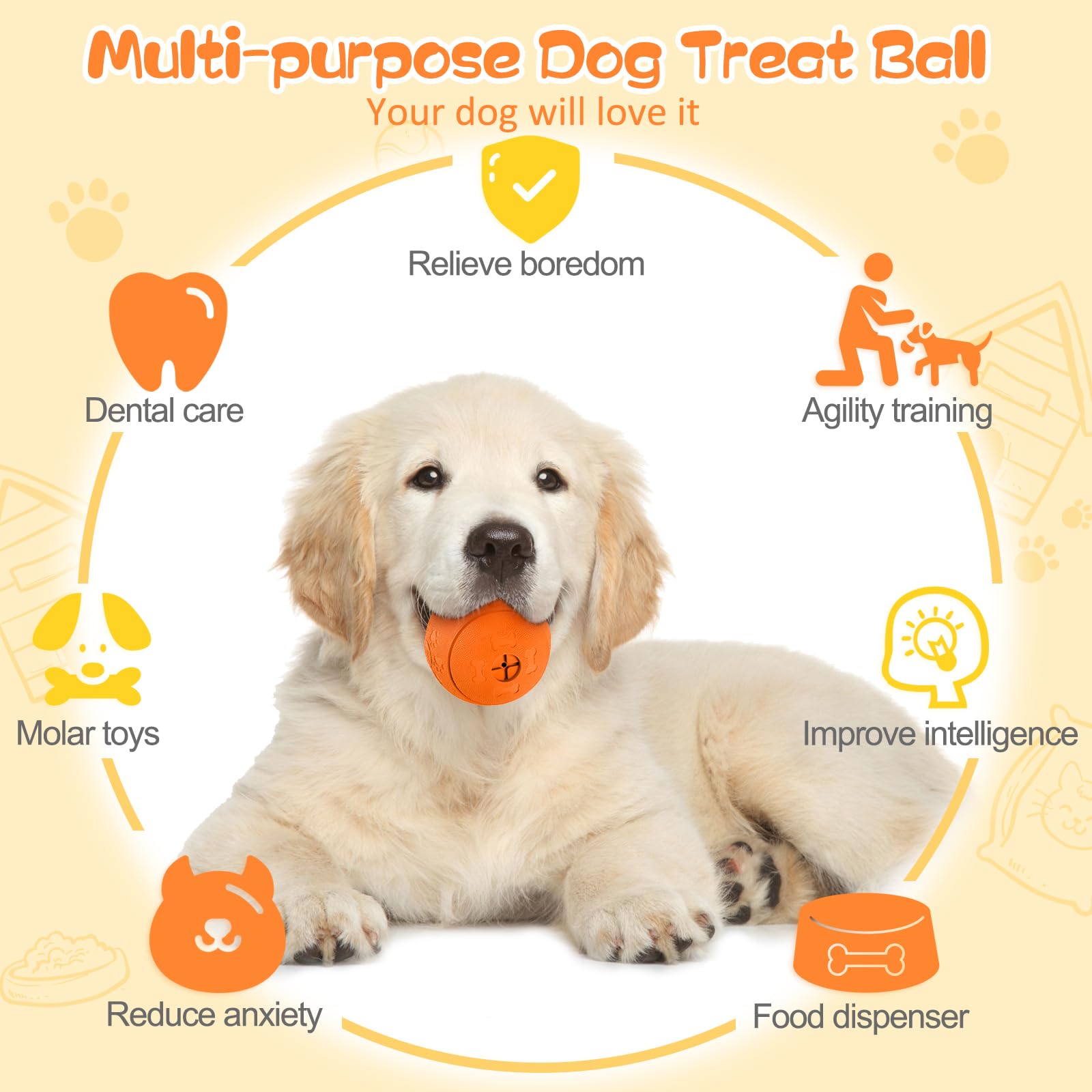 HIPPIH Interactive Dog Toys for Puppies & Small Dogs - 2 Pack Treat Dispensing Puzzle Balls for Mental Stimulation & Training - Perfect for Indoor Play, Boredom Relief & Bonding Time