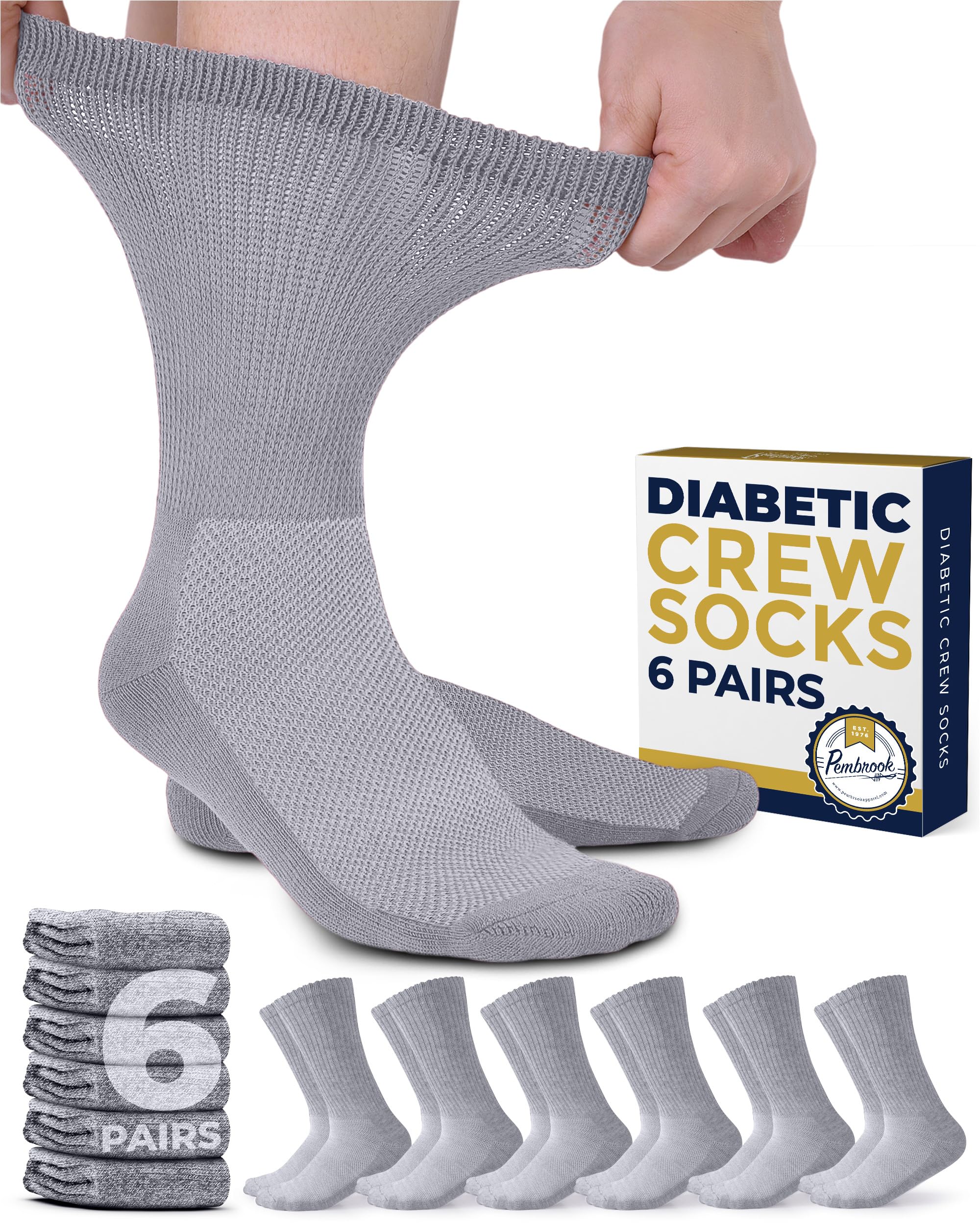 Pembrook Diabetic Socks for Men & Women - Non-Binding Comfort Socks for Neuropathy Relief | Breathable Cotton Socks for Circulation & Swelling - Perfect for Daily Wear, Travel & Diabetic Foot Care