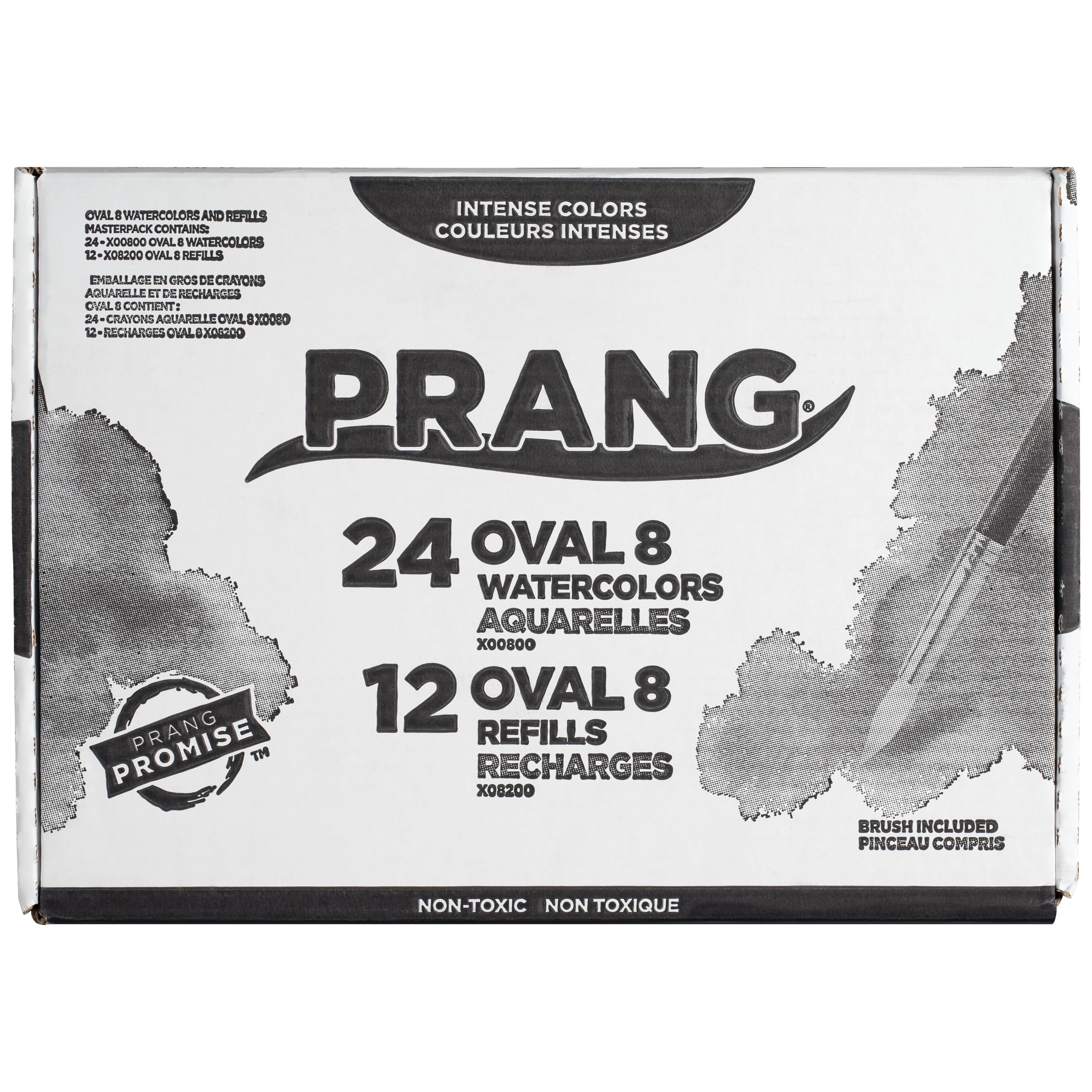 Prang Oval Pan Watercolor Set Master Pack - 8 Vibrant Colors, 12 Refill Trays, 24 Paint Sets for Artists & Students | Perfect for Classroom Projects, Art Classes & Creative Painting