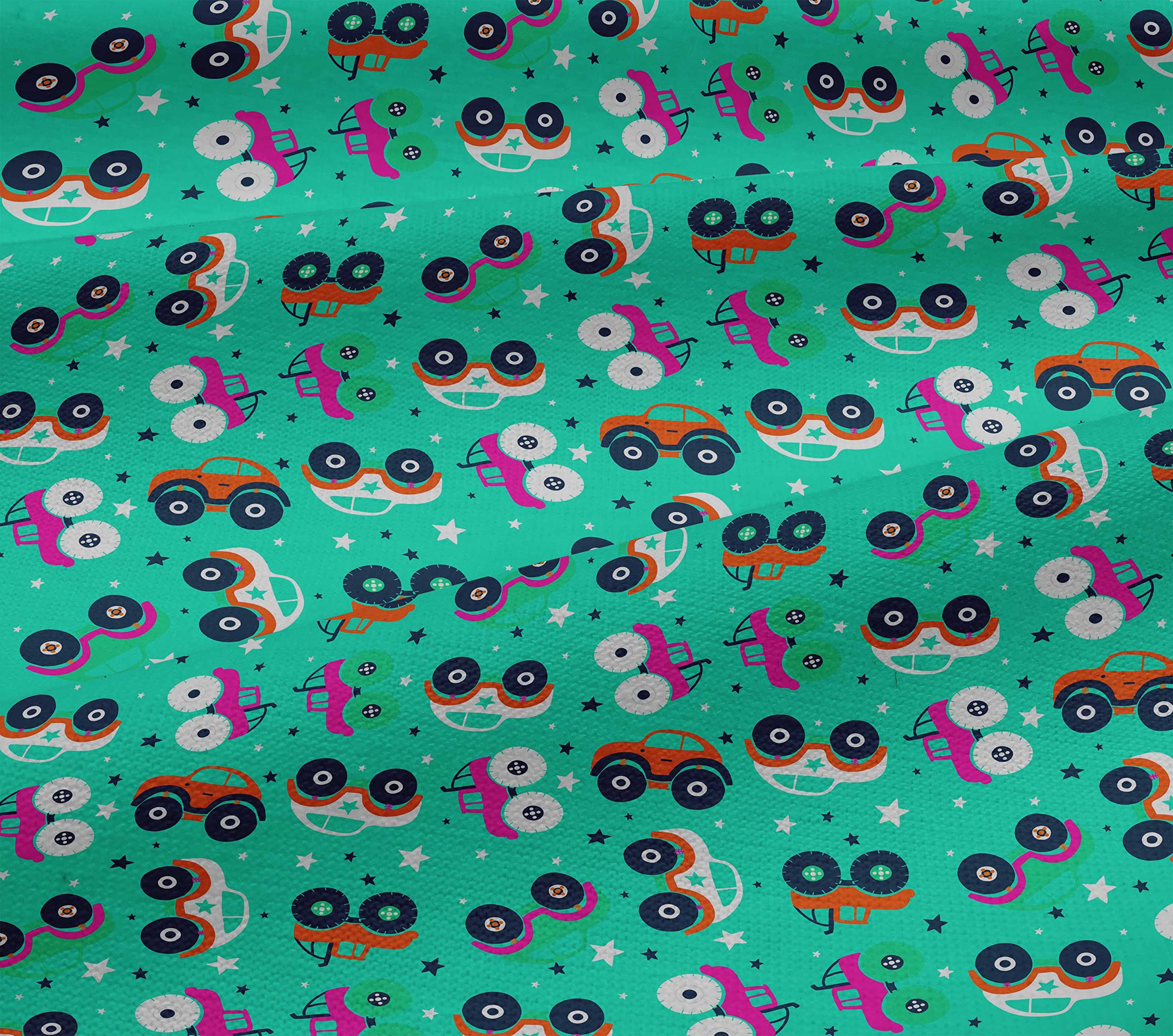 Premium 100% Cotton Jersey Fabric - Turquoise Green Print, 58 Inch Wide - Perfect for Kids Nursery, Quilting, Sewing & DIY Projects - Soft & Durable Material for Clothing, Blankets & Home Decor
