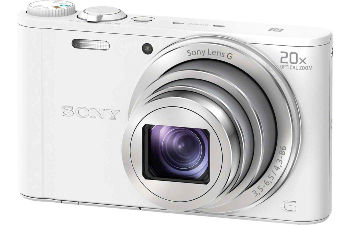 Sony DSCWX350 18MP Compact Digital Camera with 20x Optical Zoom - White | Portable Travel Camera for Vacation, Vlogging & Everyday Photography