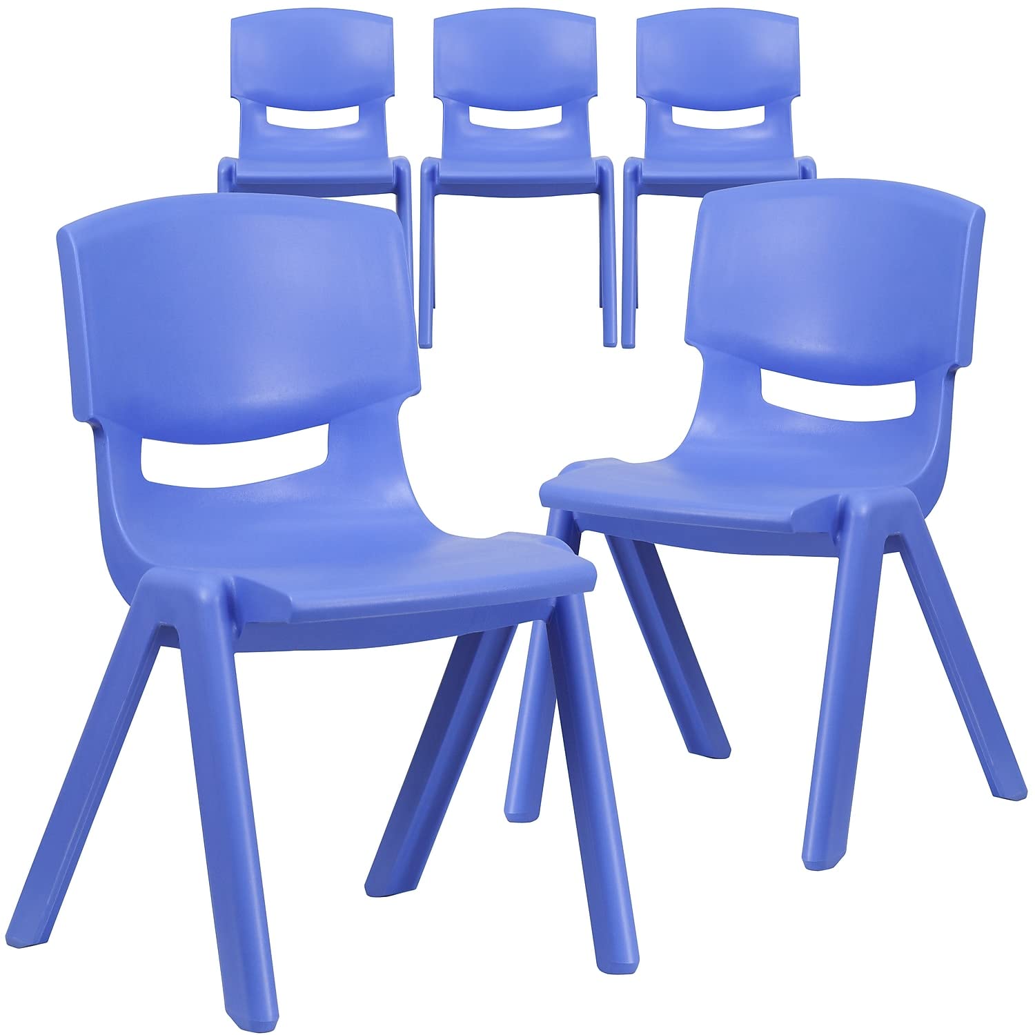 Flash Furniture Whitney 5-Pack Blue Plastic Stacking Chairs - 15.5