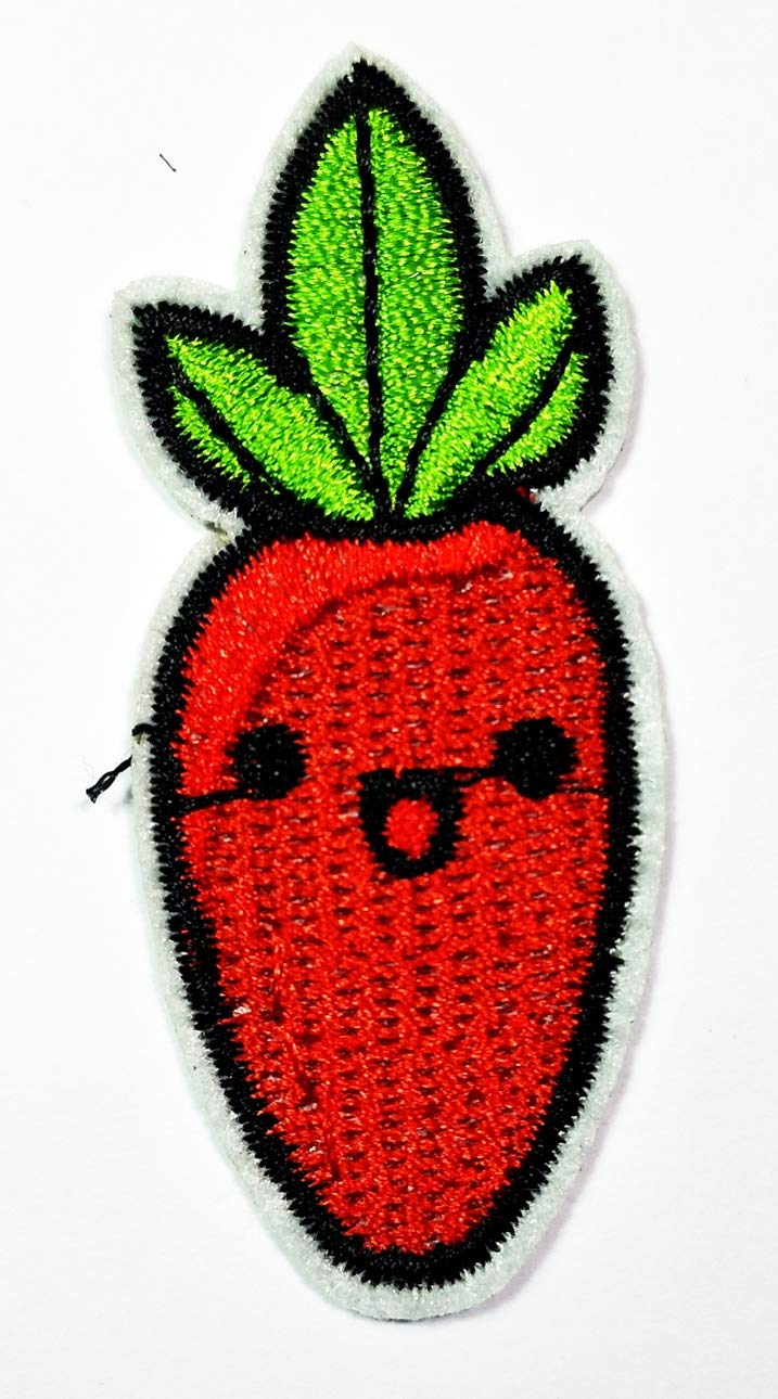 Mini Red Carrots Radish Iron On Patch - Cartoon Vegetable Garden Applique for Kids - Embroidered Sew On Patches for Pants, Jackets, Polo Shirts, Hats & Backpacks - Perfect for DIY Crafts, School Projects & Fashion Upcycling
