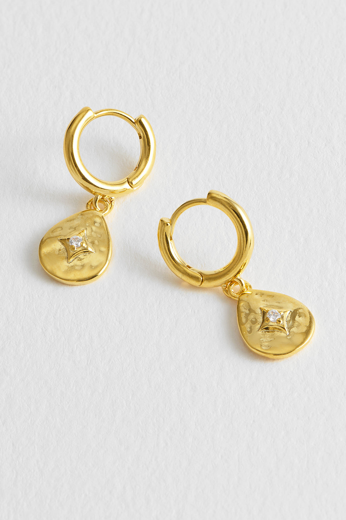 Hammered CZ Pear Drop Earrings - Sterling Silver Dangle Earrings for Women - Perfect for Weddings, Parties & Special Occasions