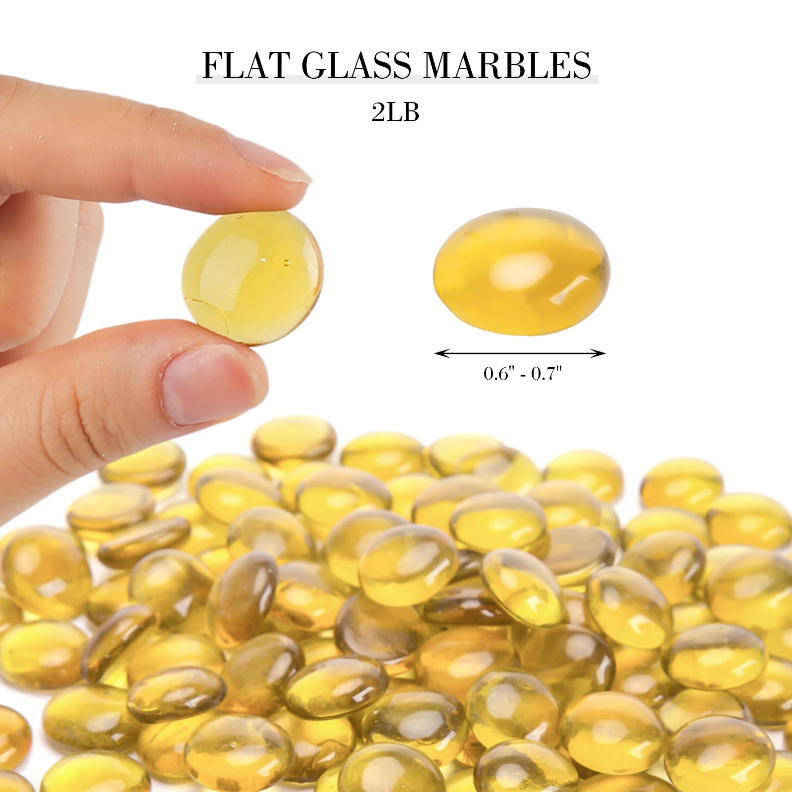 DomeStar 2LB Yellow Flat Glass Marbles - Decorative Vase Fillers, Aquarium Pebbles for Fish Tanks, DIY Craft Supplies, Table Scatter Decor - Perfect for Home Decor, Wedding Centerpieces & Terrarium Design