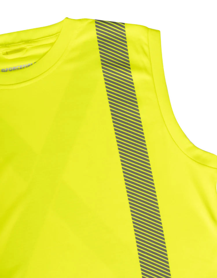 High Visibility Sleeveless Safety Tee - Forcefield 022 BEPMT Reflective Workwear for Construction, Cycling & Night Running