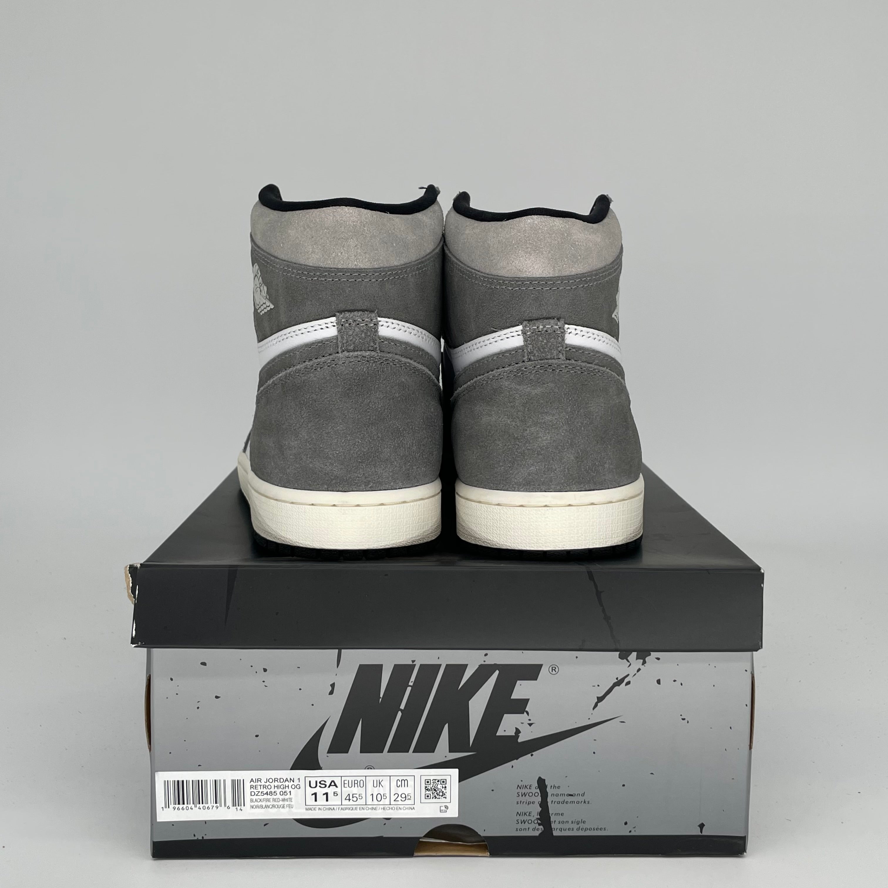 Air Jordan 1 Washed Black Men's Basketball Shoes Size 11.5 - DZ5485-051 | Retro High-Top Sneakers for Streetwear & Casual Outfits
