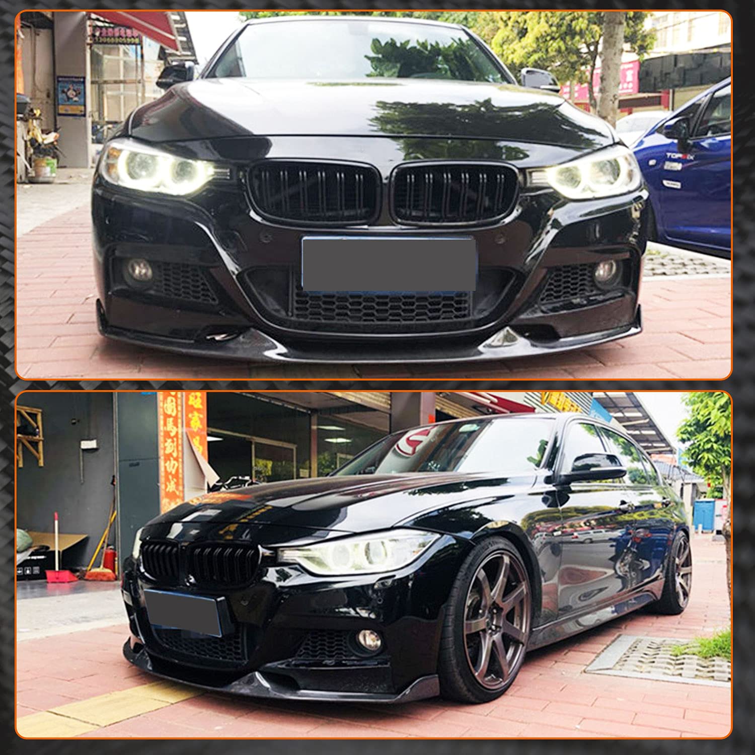 MCARCAR Carbon Fiber Front Lip Spoiler for BMW 3 Series F30 (2012-2018) - Compatible with 320i 325i 328i 330i 335i 340i M Sport Sedan | M-Tech Style Bumper Splitter & Protector in Glossy Black Carbon Fiber | Enhances Aerodynamics & Sporty Look for Street Racing & Car Shows