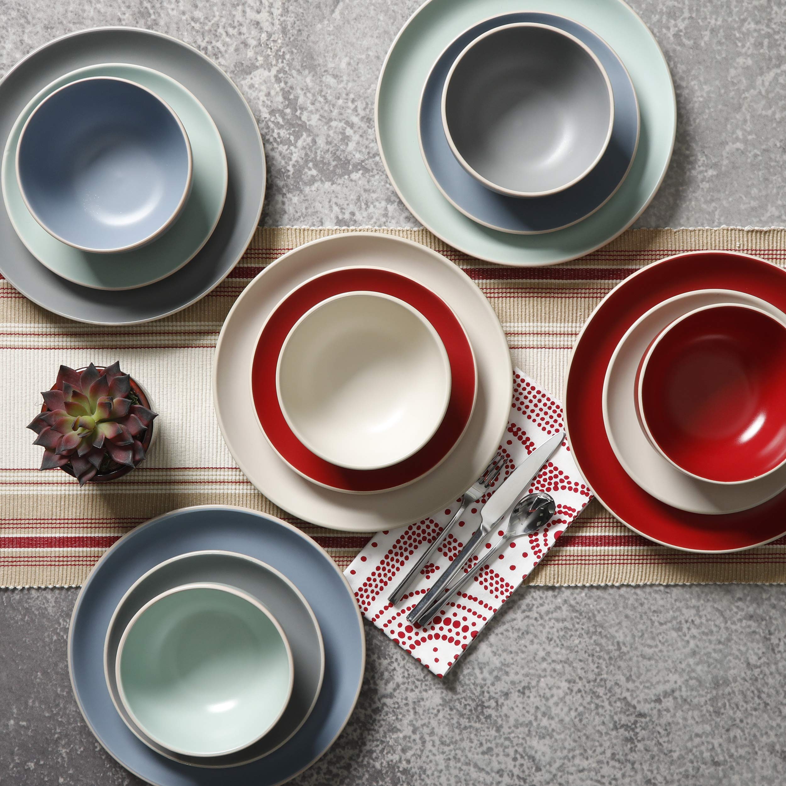 Premium Gibson Home Rockaway 12-Piece Round Stoneware Dinnerware Set for 4 - Cream White Porcelain Plates, Bowls & Mugs - Elegant Everyday Dining & Entertaining