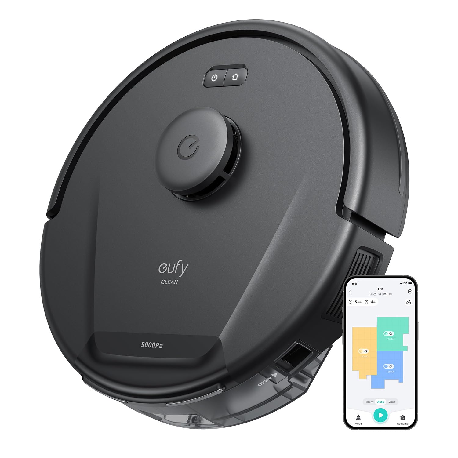 eufy L60 Robot Vacuum Cleaner with 5000Pa Ultra-Strong Suction & iPath Laser Navigation - Smart Self-Charging Robotic Vacuum for Pet Hair, Hardwood Floors & Deep Cleaning - Perfect for Home, Office & Large Spaces
