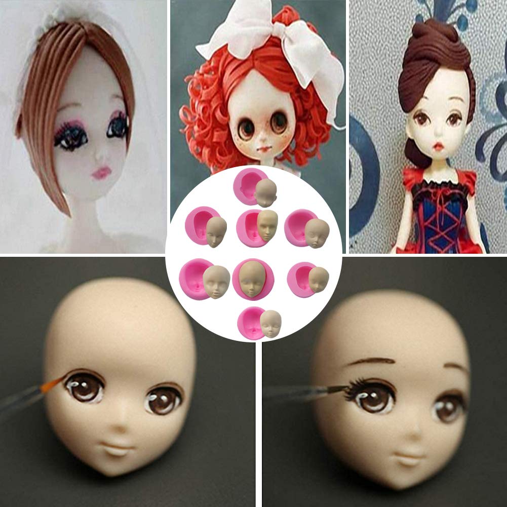 8-Piece Silicone Baby Face Cake Molds for Fondant, Soap, Resin, Chocolate - Lightweight & Reusable for DIY Crafts, Baking, and Party Decorations