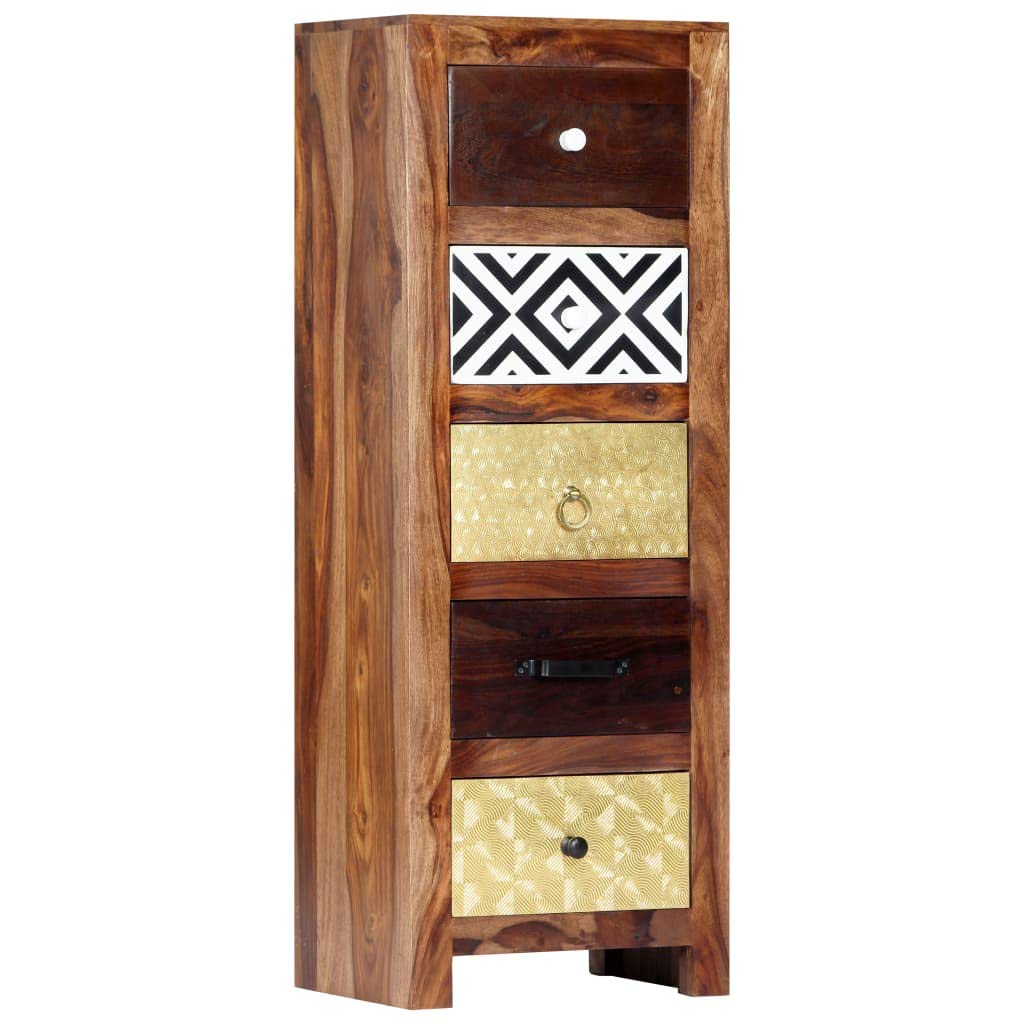 Rustic Sideboard Buffet Cabinet - Solid Sheesham Wood Storage Cabinet with Drawers for Kitchen, Hallway & Living Room - 15.7