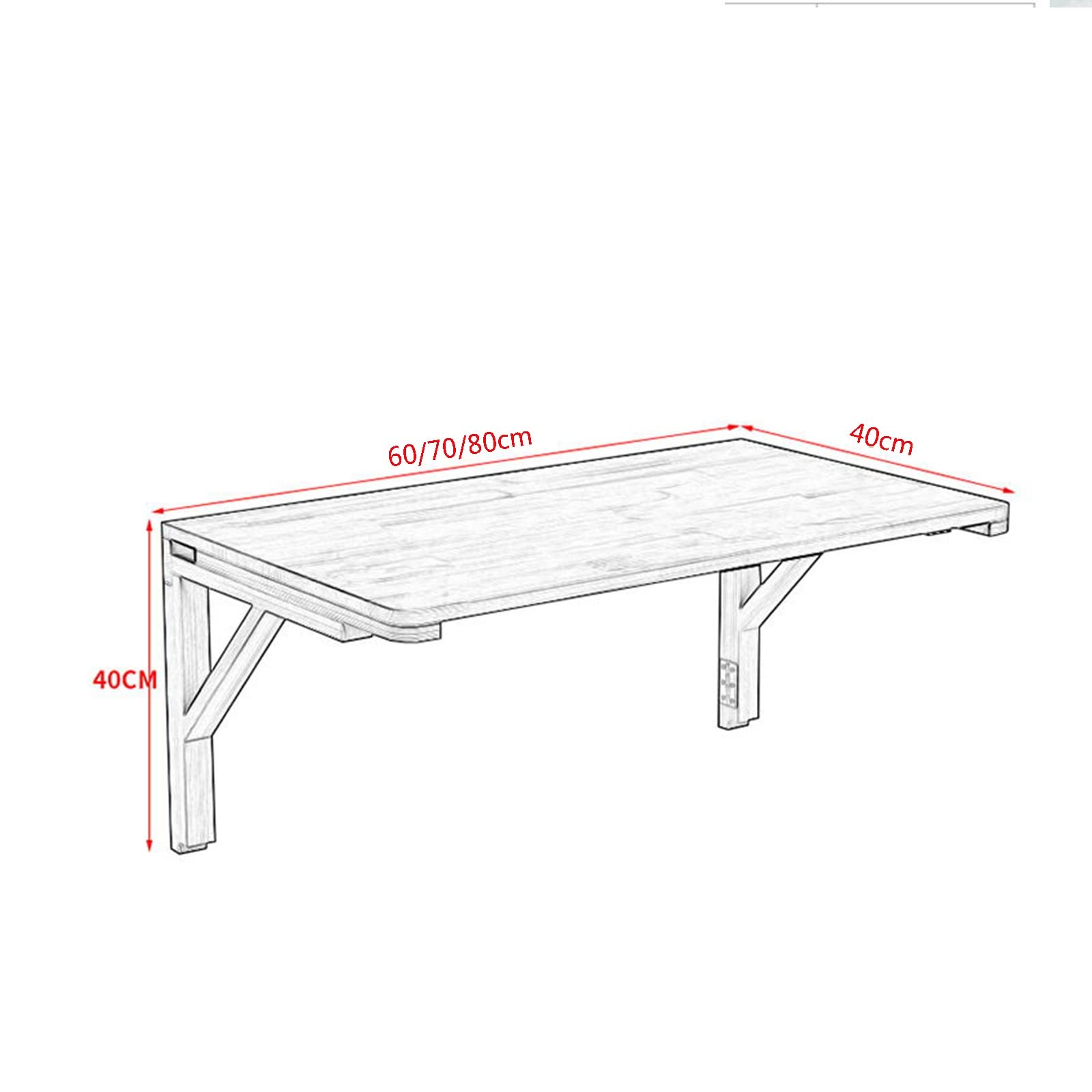 BAEZ Wall-Mounted Folding Table - Space Saving Kitchen Breakfast Bar, Small Dining Table & Home Office Desk (60x40cm) - Perfect for Tiny Apartments, Studio Living & Compact Workspaces