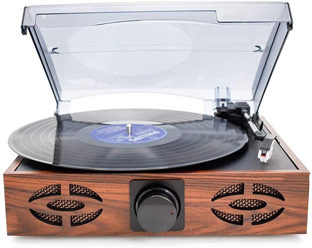 Vintage Record Player with Built-in Stereo Speakers - 3-Speed (33/45/78 RPM) USB Turntable for Vinyl Lovers | Perfect for Home Decor, Music Enthusiasts & Retro Gift Ideas