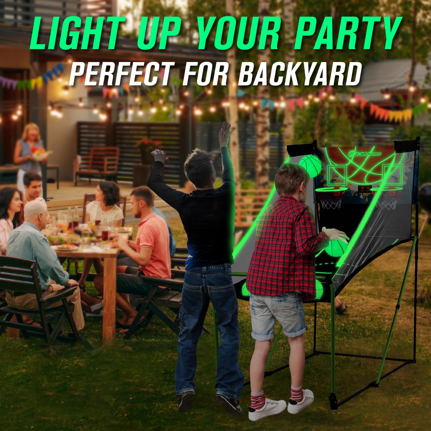 Glow in The Dark Basketball Arcade Game - LED Light Up Foldable Basketball Hoop for Kids Ages 3-10 | Perfect Birthday & Christmas Gift for Boys, Girls, Children & Grandkids | Indoor & Outdoor Sports Fun for Parties, Playrooms & Backyards