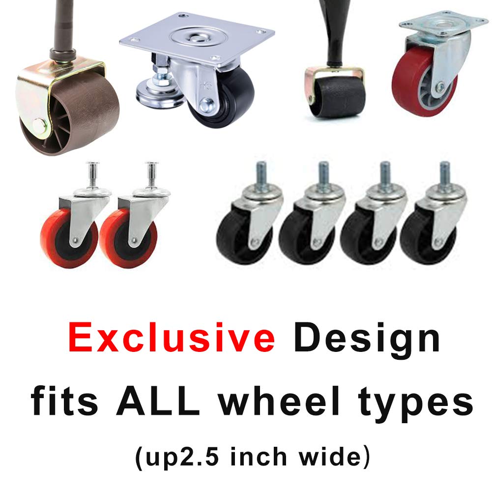 Non-Slip Furniture Caster Cups - Heavy Duty Silicone Wheel Stoppers for Sofas, Beds, Chairs - Scratch Protection & Floor Guard (4-Pack, Black) - Perfect for Hardwood Floors & Moving Furniture Safely