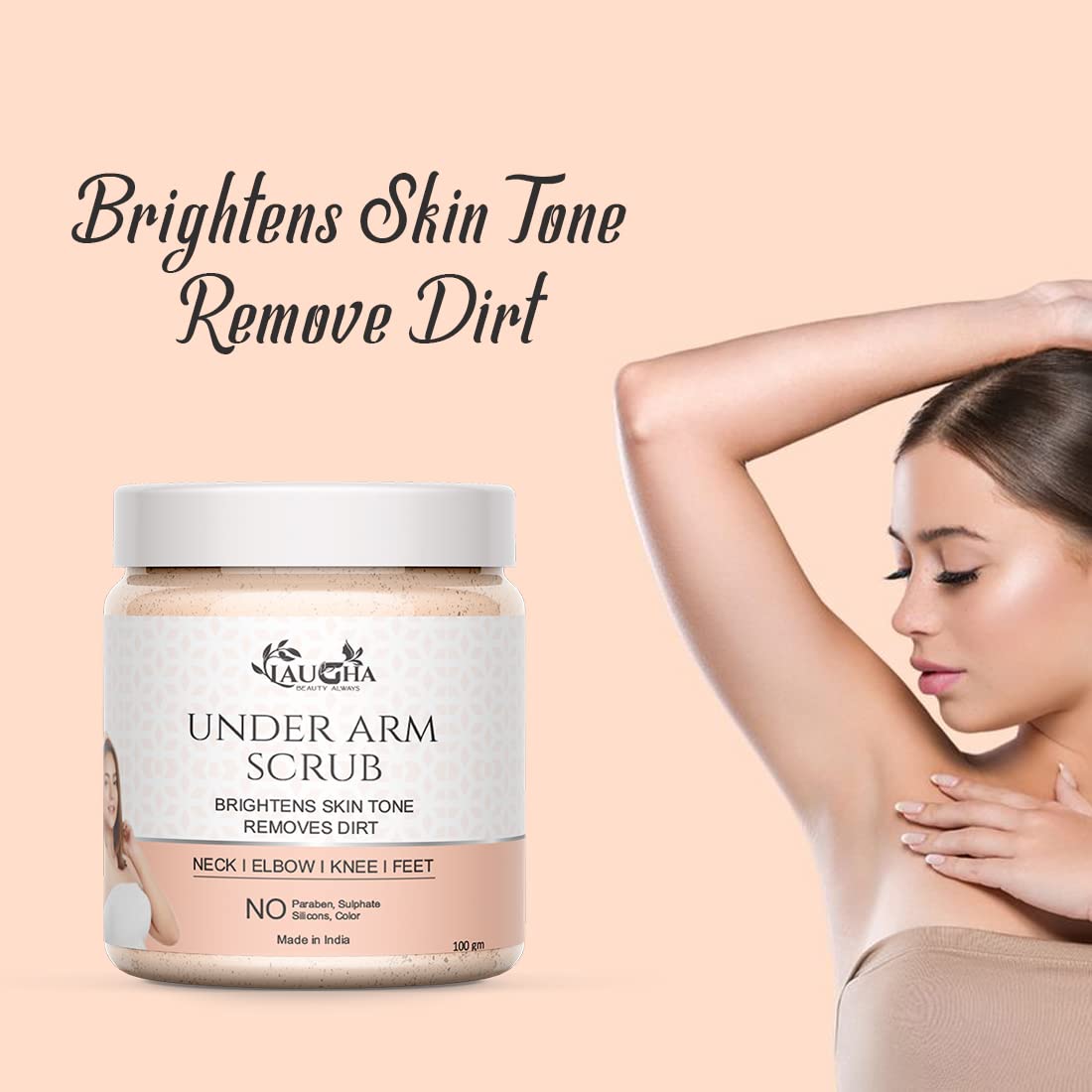 Laugha Underarm Scrub for Tan & Dark Spot Removal - Exfoliating & Brightening Treatment - 100g Pack of 2 (Total 200g) - Perfect for Post-Waxing Care & Summer Skin Brightening