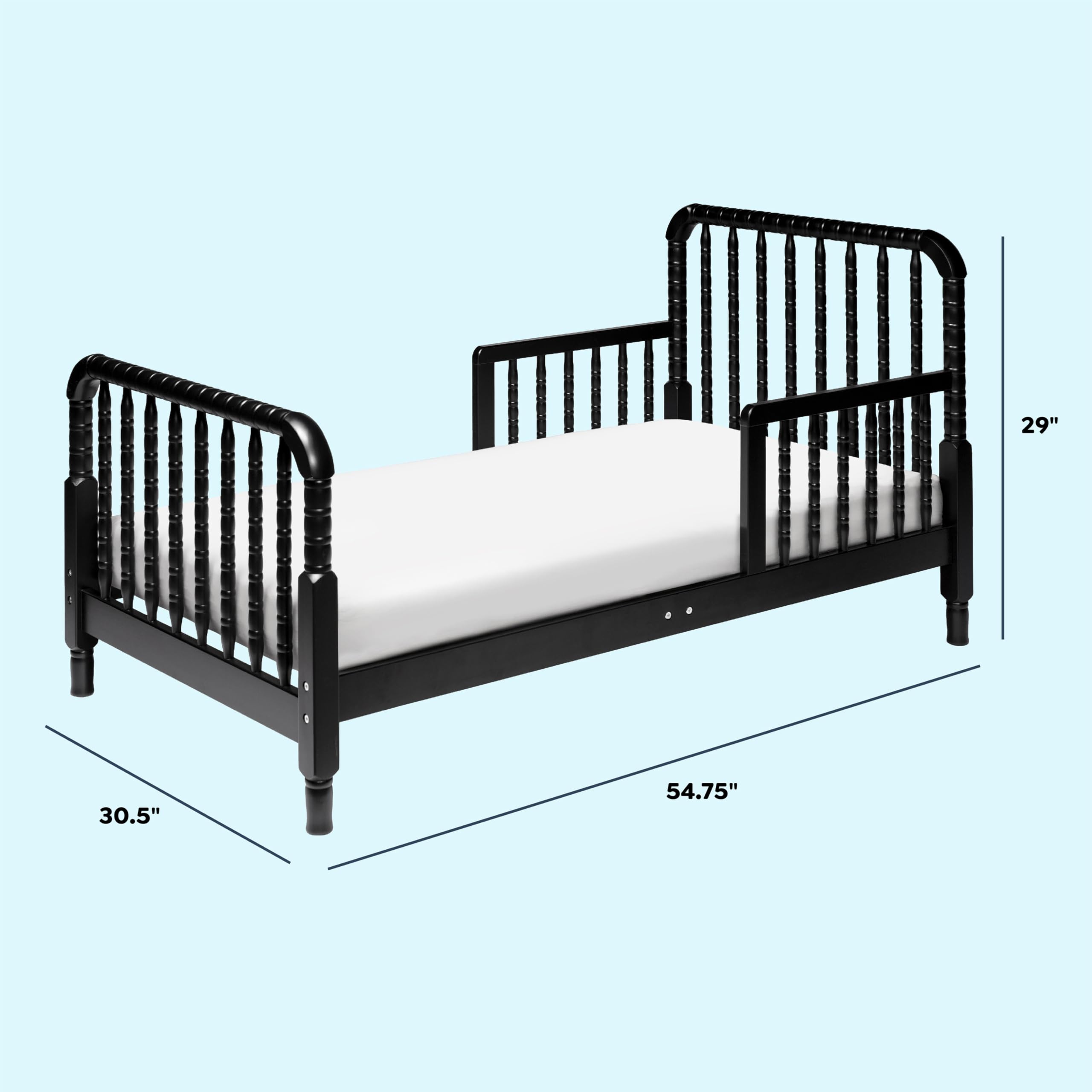 DaVinci Jenny Lind Toddler Bed in Ebony - Classic Wooden Crib for Kids Nursery, Safe & Durable Toddler Bed Frame for Boys & Girls - Perfect for Bedroom, Daycare or Transition from Crib