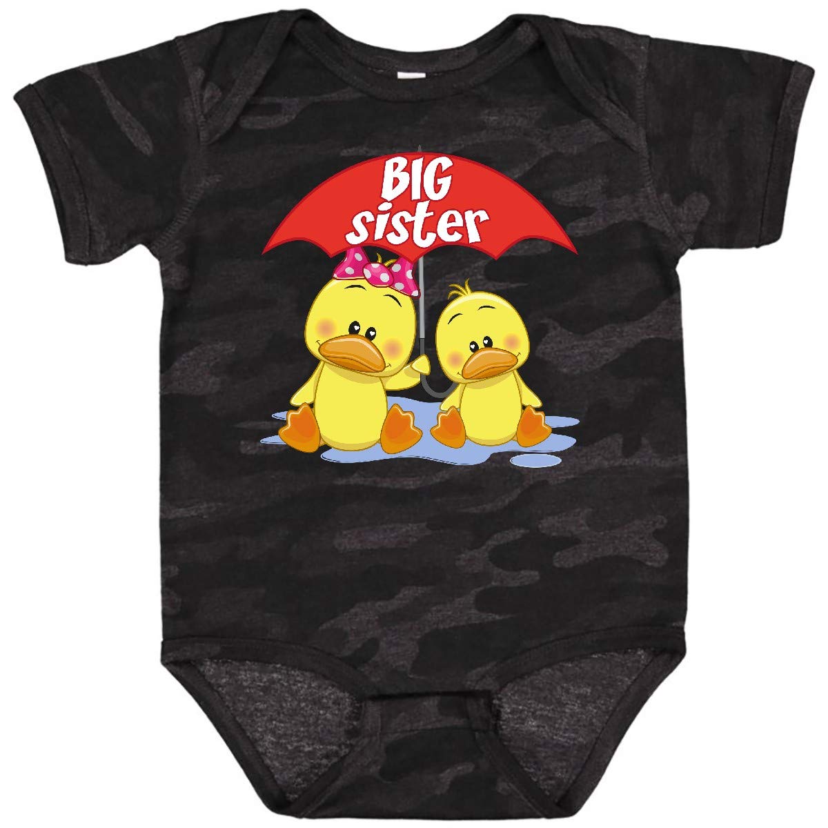 Inktastic Big Sister Duck Baby Bodysuit - Cute Duck Design for Newborn & Infant - Perfect Sibling Gift & Baby Shower Present - Soft Cotton Onesie for Everyday Wear & Photo Shoots