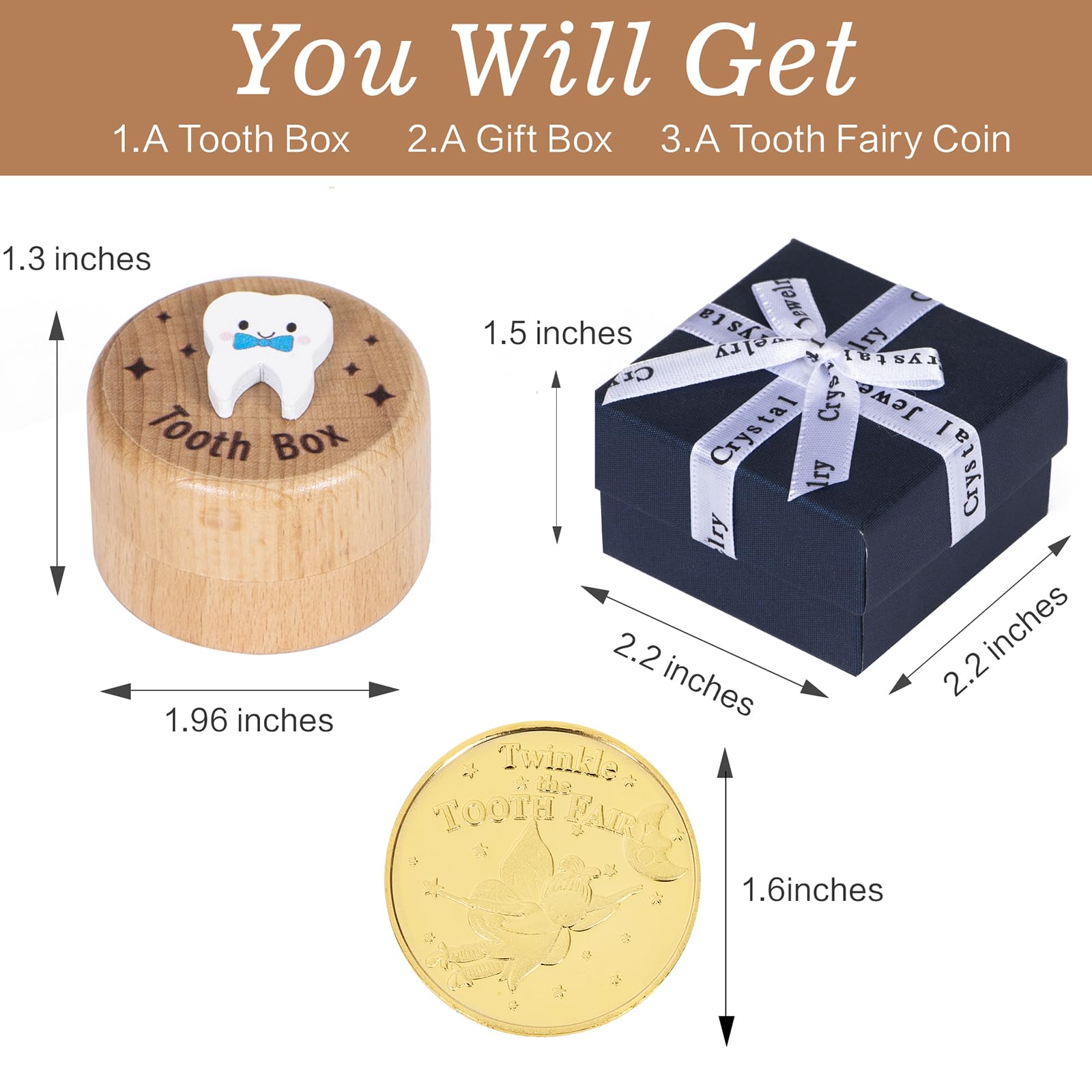 Tooth Fairy Keepsake Box for Baby Teeth - Includes Tooth Fairy Coin & Gift Box, Perfect Baby Shower Gift & First Tooth Memory Box - Ideal for Kids' Tooth Fairy Traditions & Milestone Celebrations
