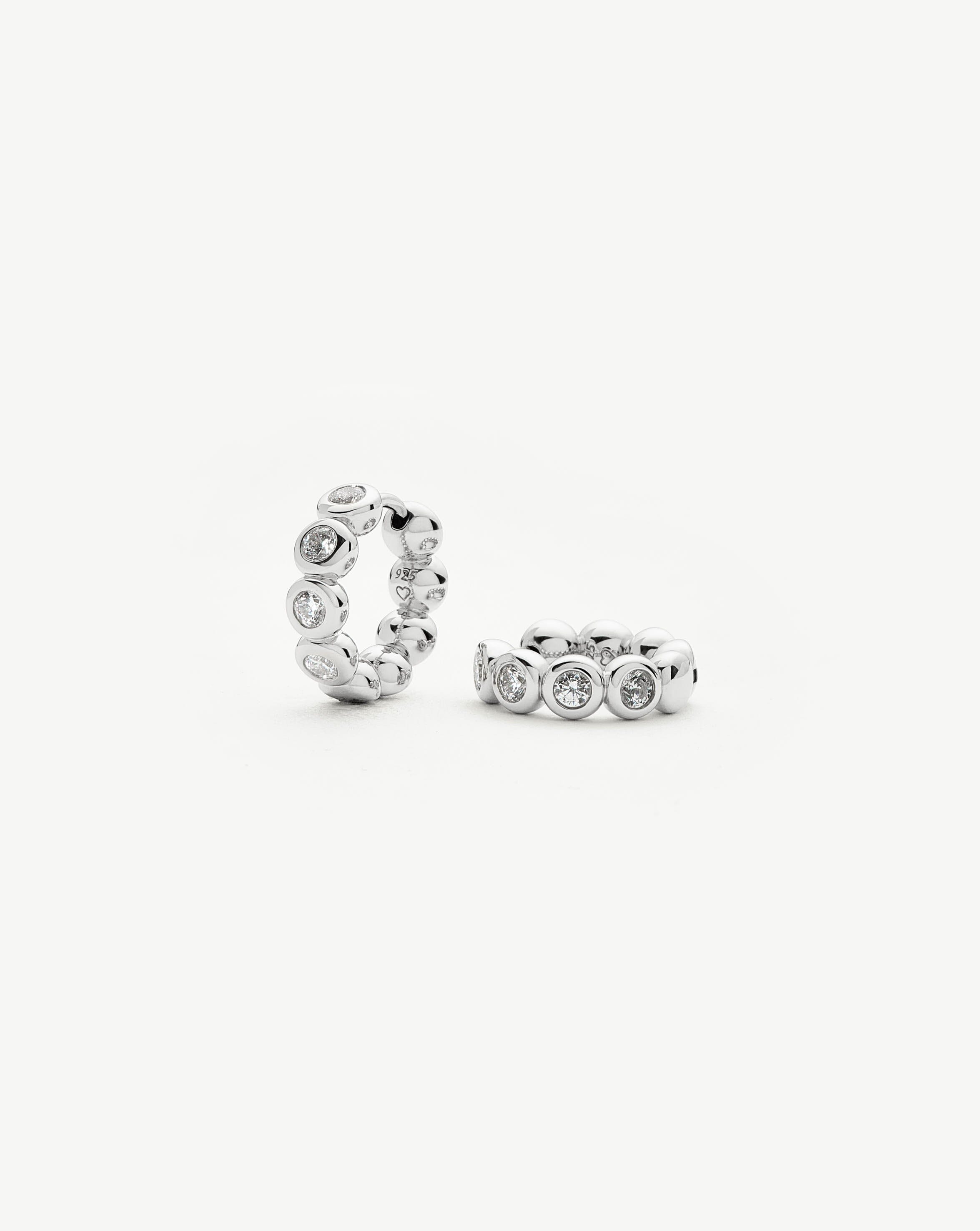 Sterling Silver Cubic Zirconia Tennis Small Hoop Earrings for Women - Elegant Everyday Jewelry for Work, Date Night & Special Occasions