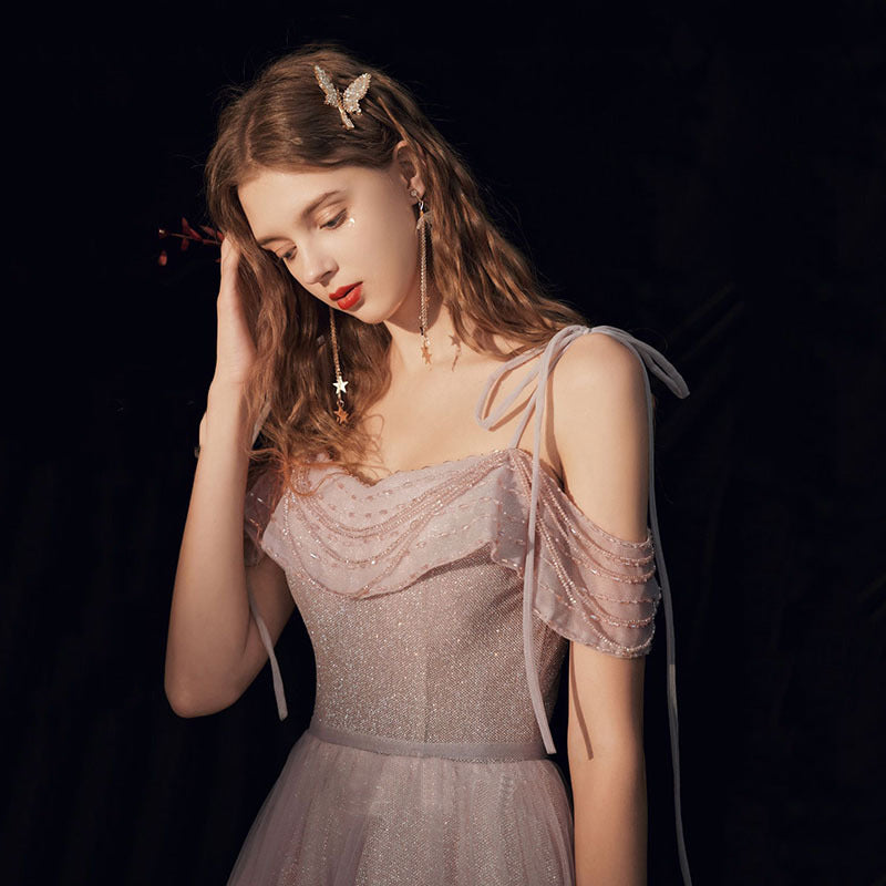 Elegant Light Purple A-Line Long Prom Dress with Spaghetti Straps - Perfect for Sweet 16, Evening Parties & Formal Events | Flattering Fit for Special Occasions
