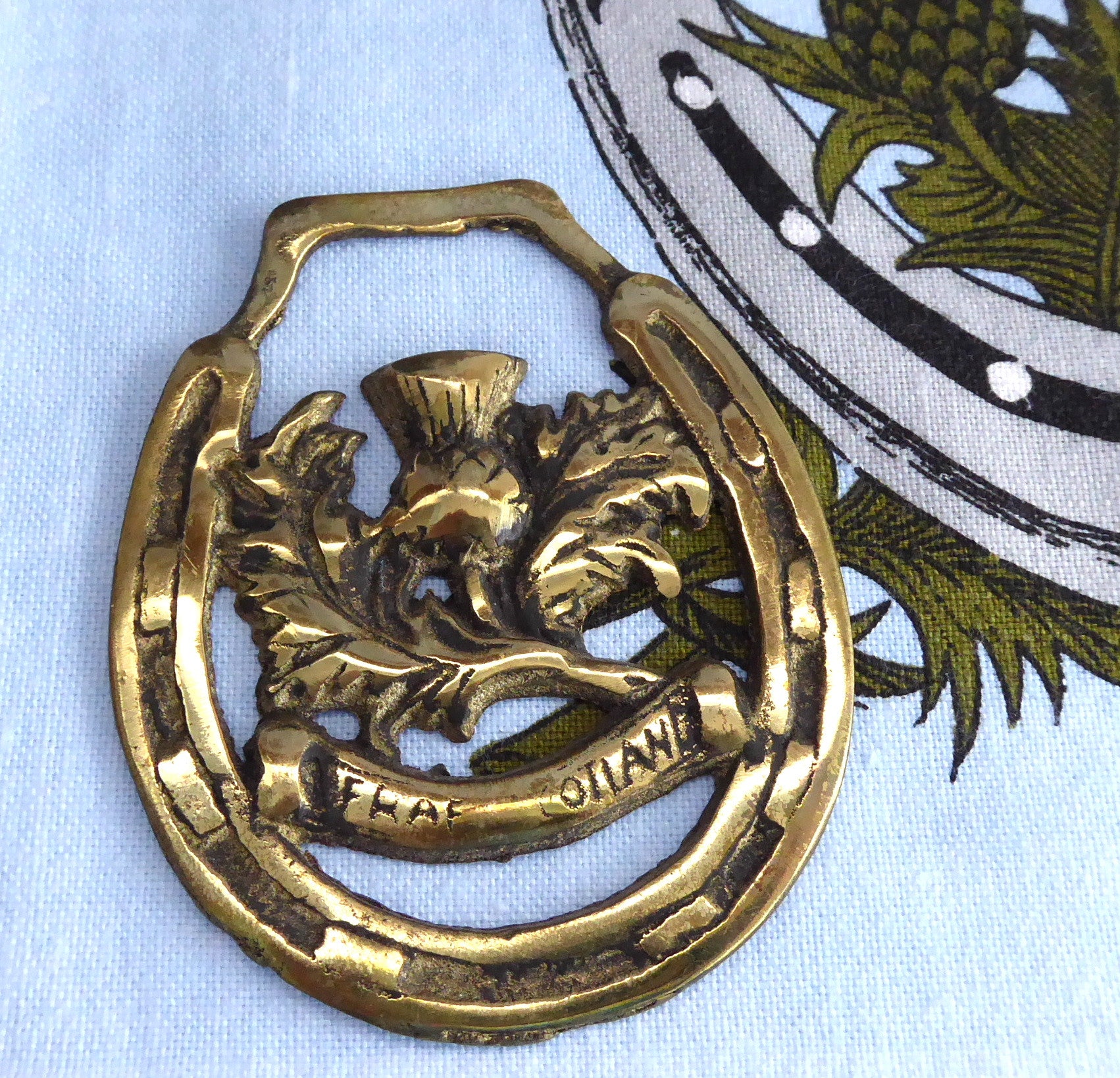 Vintage Scottish Thistle Souvenir Horse Brass Ornament - 1920s Harness Decoration for Equestrian Gifts & Home Décor | Perfect for Horse Lovers, Collectors, and Celtic-Themed Decor