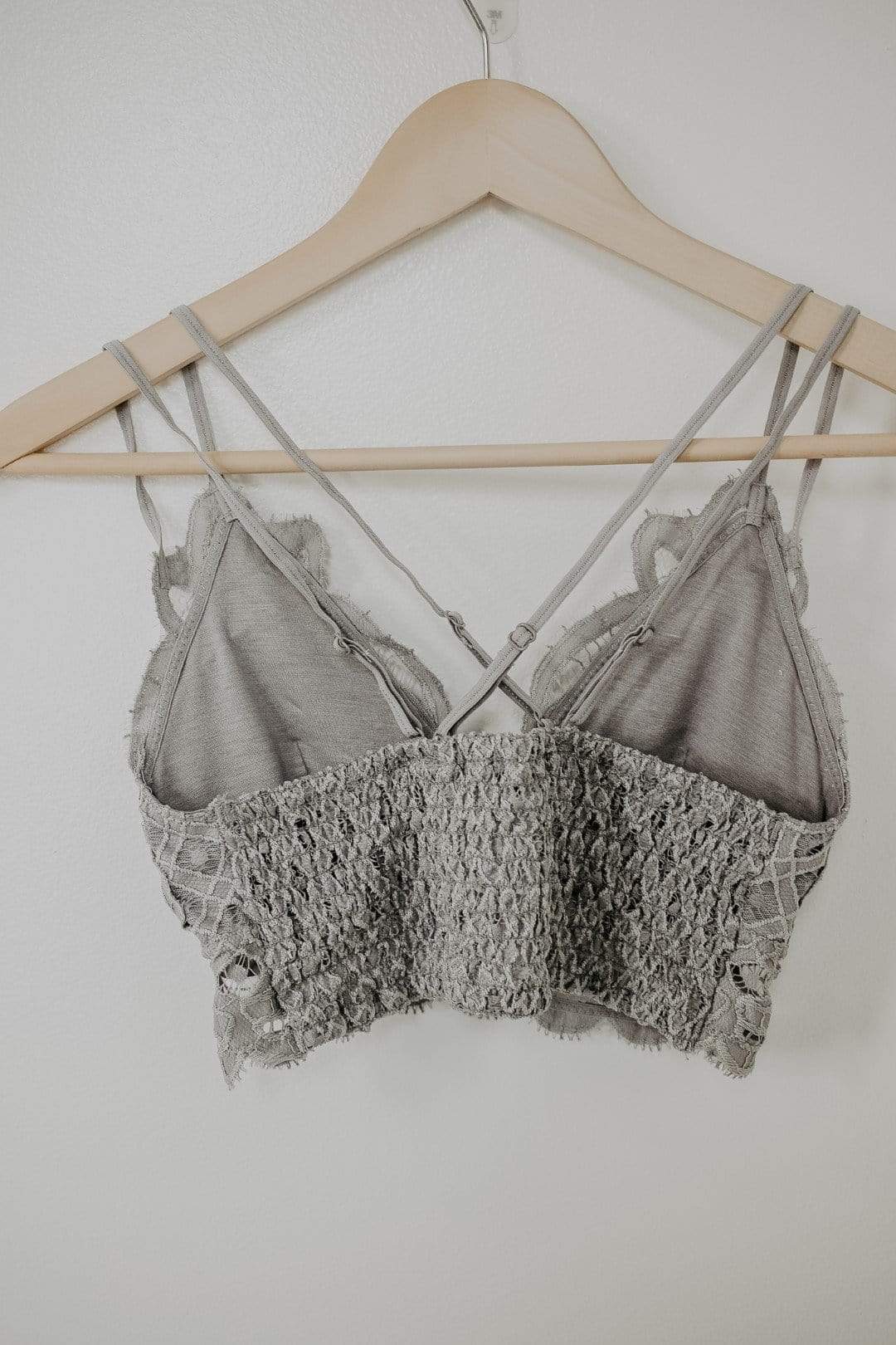 Grey Lace Me Up Bralette - Comfortable Adjustable Straps Wireless Bra for Women | Perfect for Yoga, Lounge & Everyday Wear