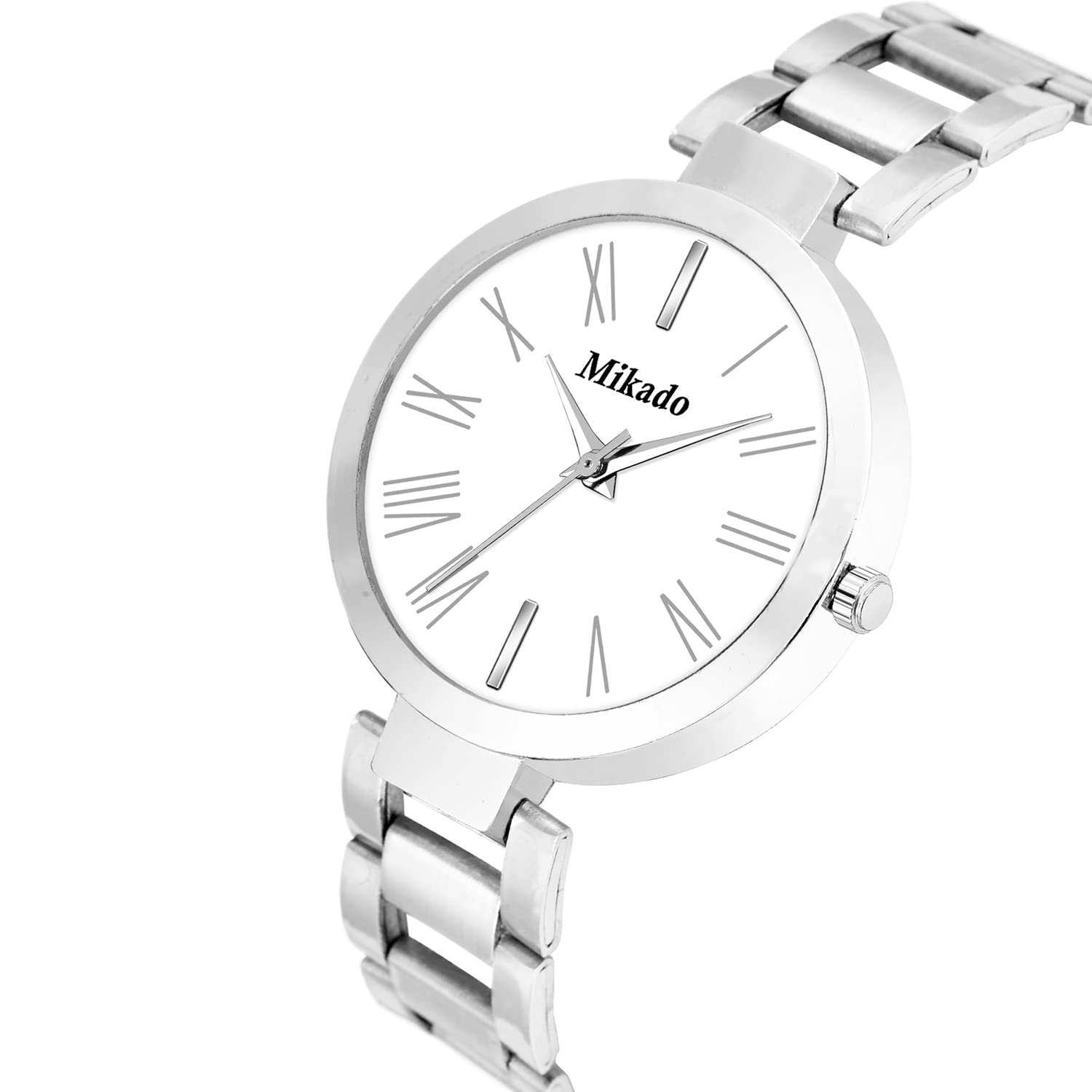 Elegant Mikado White Silk Stainless Steel Analog Watch for Girls - Perfect for School, Parties & Everyday Wear