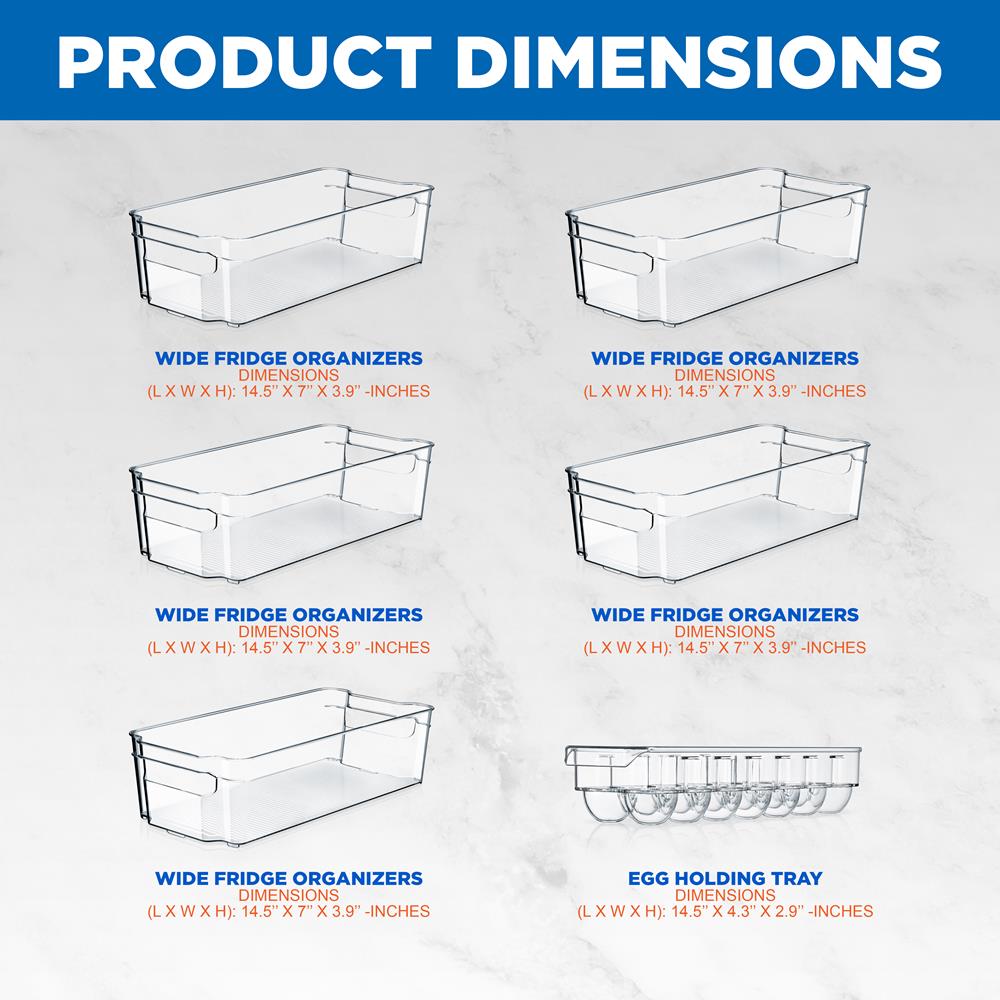 Refrigerator Organizer Bins - Stackable Plastic Food Storage Containers for Fridge & Freezer Organization | Perfect for Fruits, Vegetables, Meal Prep & Leftovers