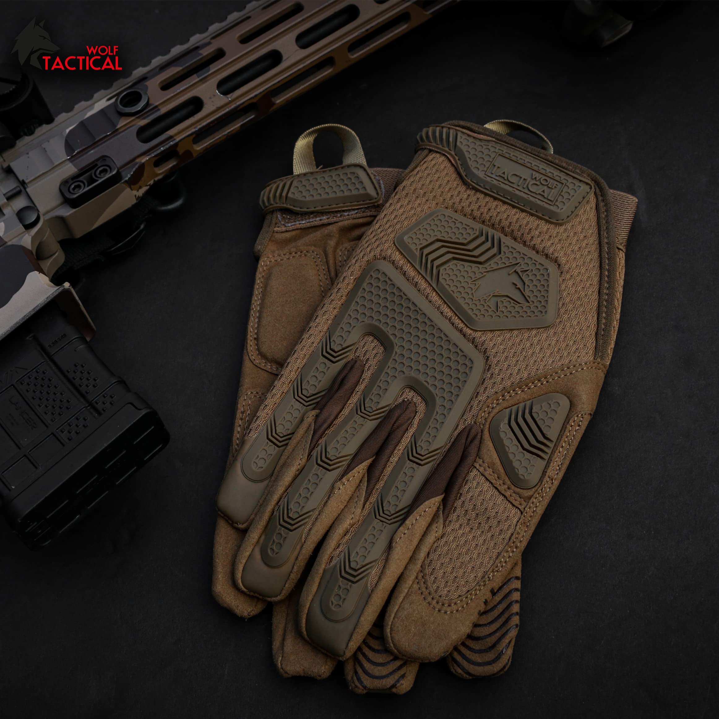 WOLF TACTICAL Shooting Gloves - Military & Airsoft Gloves for Men - Touchscreen Combat Gloves for Paintball, Hunting & Outdoor Activities