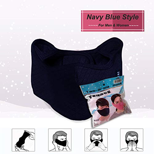 Adjustable Half Face Ski Mask with Earmuffs - Windproof Winter Warmer & Dust Protection for Adults - Perfect for Motorcycle Riding, Cycling, Skiing, Snowboarding & Hiking - Navy Blue Outdoor Sports Gear