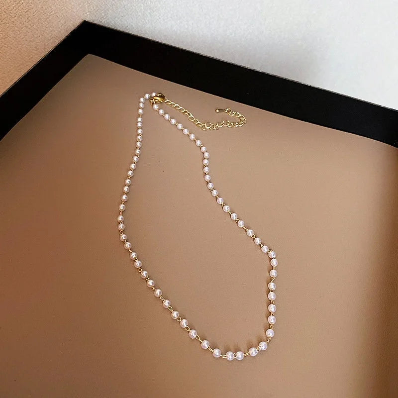 Elegant Petite Pearl Bead Choker Necklace for Women | Delicate Pearl Jewelry Gift for Her | Perfect for Weddings, Parties & Date Nights | HN1582
