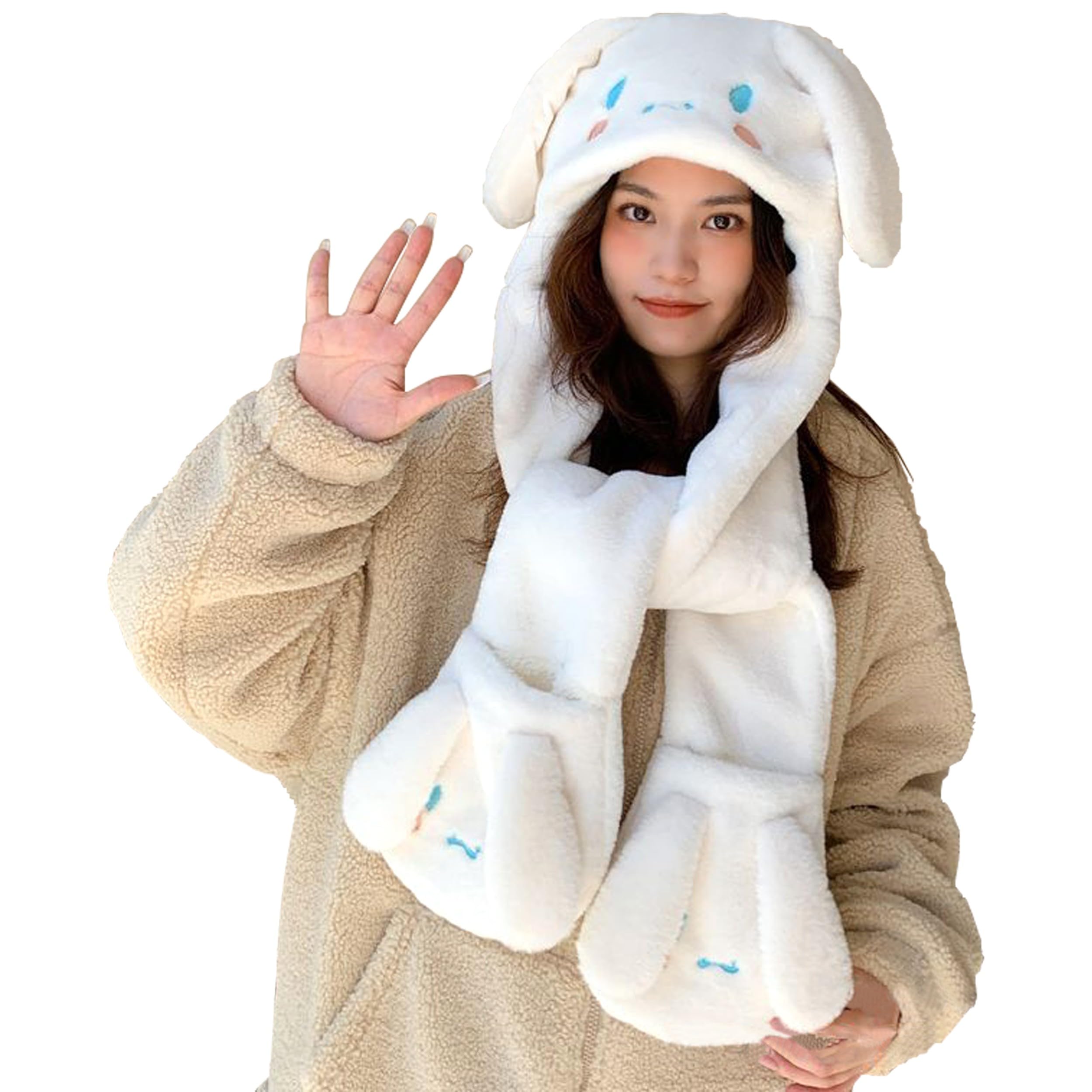 Cinnamoroll Cartoon Ear Moving Jumping Hat - Fluffy Beanie Cap for Women | Soft & Warm Winter Headwear | Perfect for Cosplay, Anime Conventions & Cute Outfits