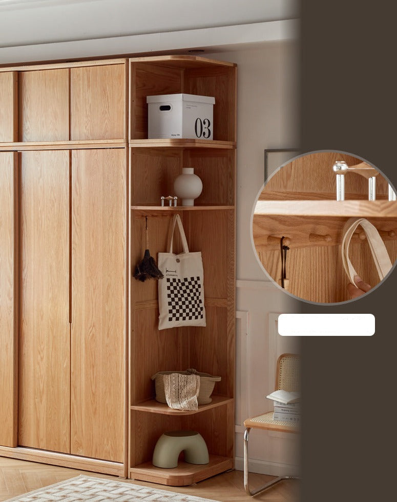 Solid Oak Wood Sliding Door Wardrobe - Durable & Stylish Closet Storage for Bedroom, Living Room, and Office Organization