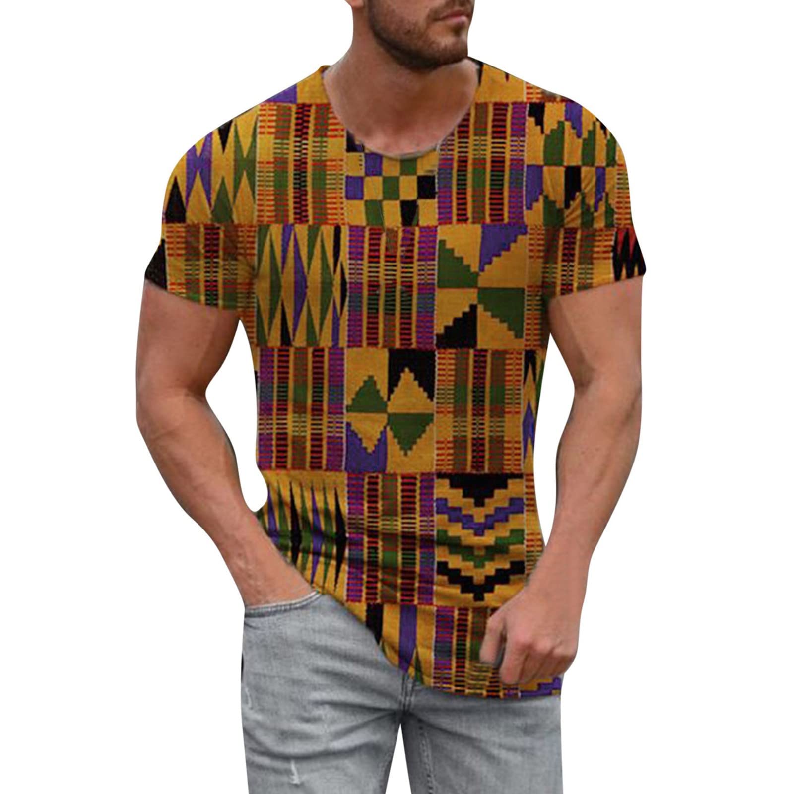 Vintage Printed Casual Short Sleeve Shirt for Men - Big & Tall Spring Summer Dress Shirt - Perfect for Office, Date Night & Outdoor Events