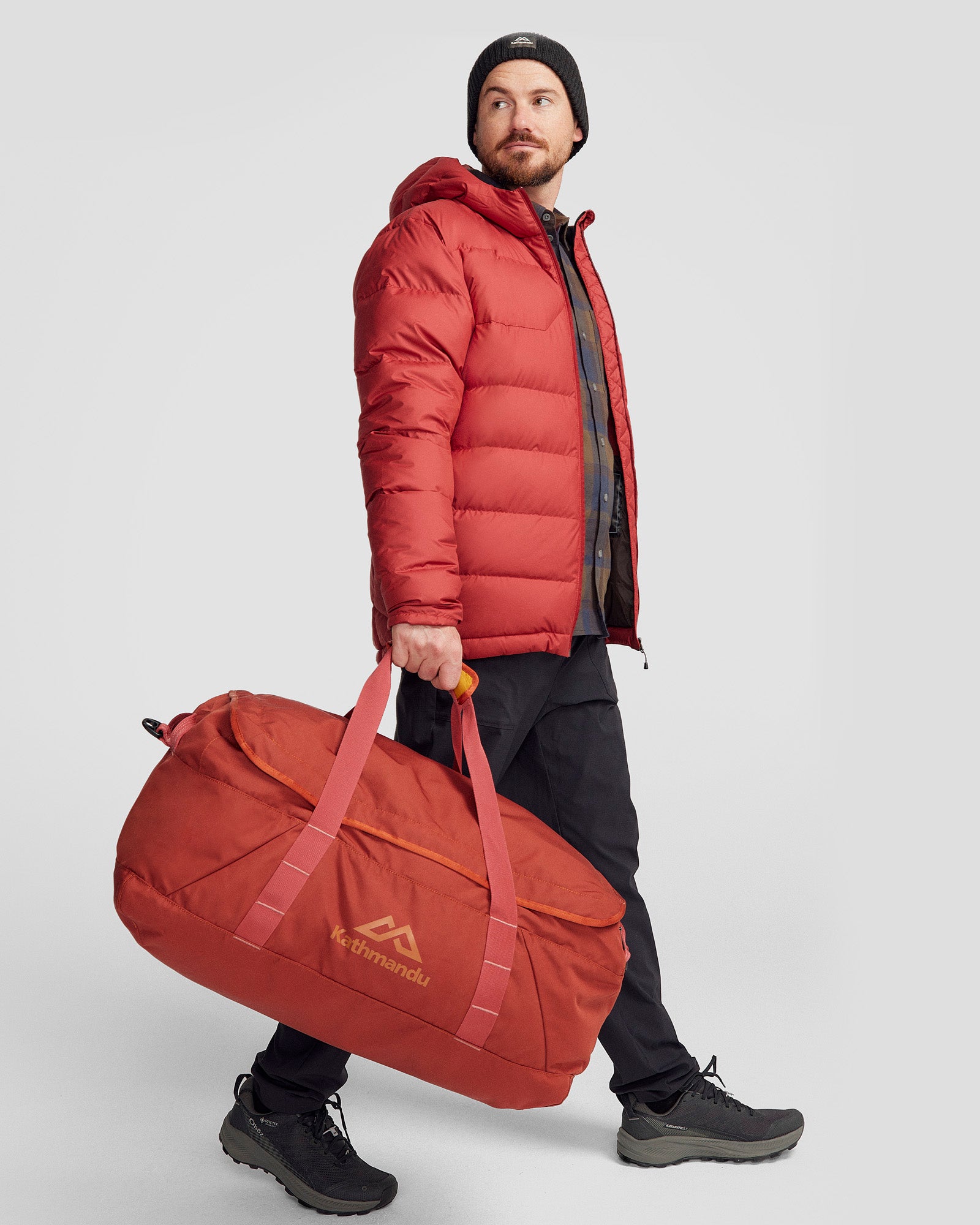 70L Indus Base Duffel Bag - Durable Redwood Travel Duffel for Camping, Hiking & Gym - Water-Resistant Large Capacity Carry-On Luggage