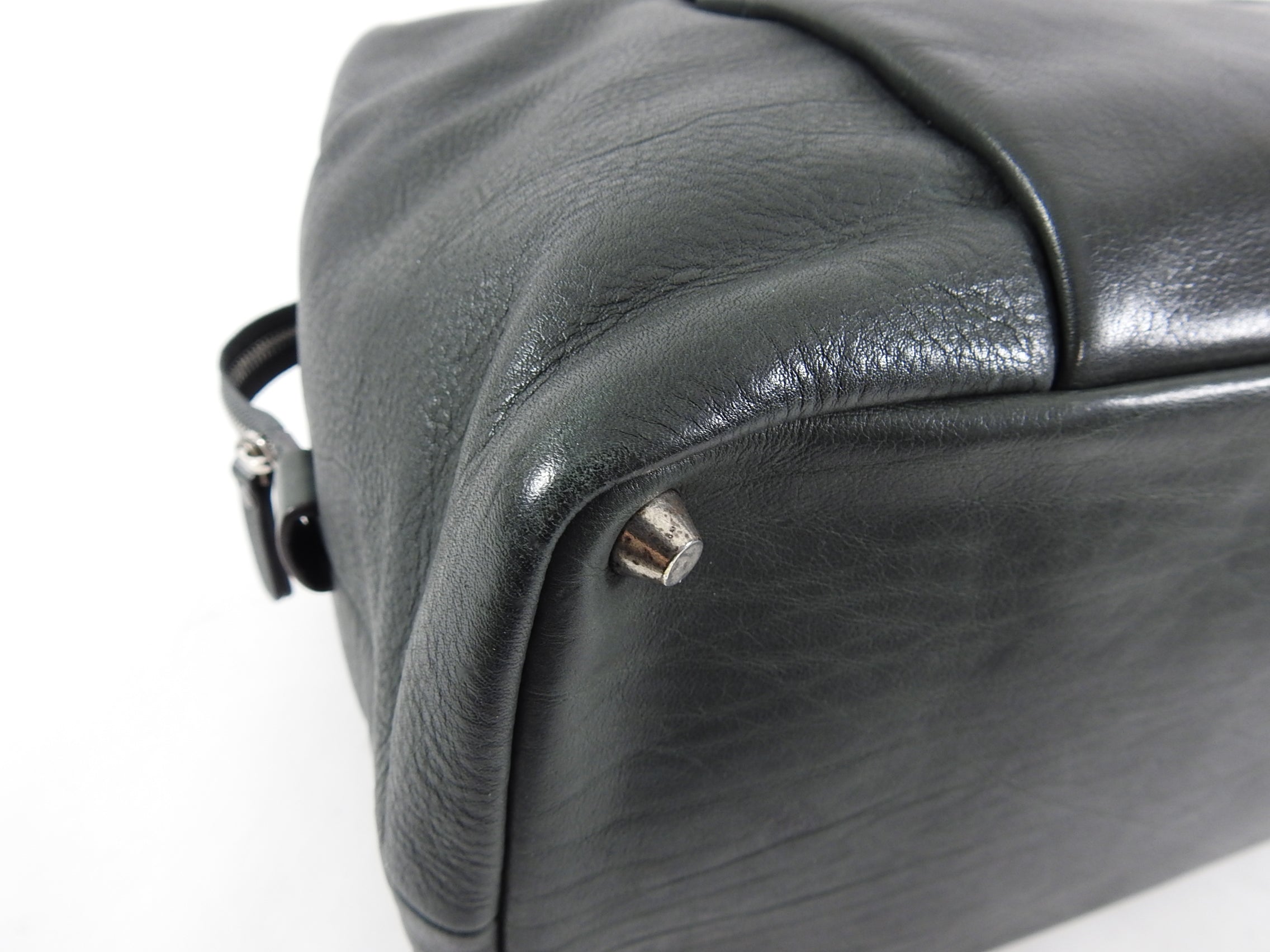 Brunello Cucinelli Premium Dark Green Leather Duffle Bag for Men - Stylish Travel & Gym Carry-On Luggage with Double Handles