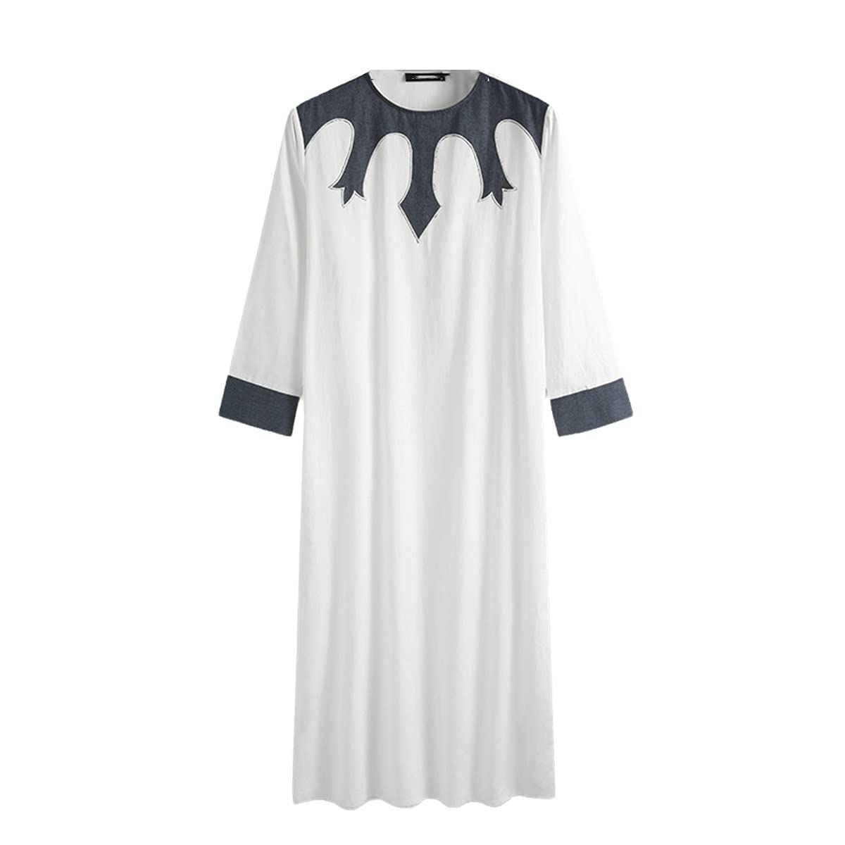 Stylish Men's Islamic Long Sleeve Abaya Caftan | Dubai Patchwork Thobe Jubba | Middle Eastern Arab Traditional Wear for Prayer, Eid & Special Occasions
