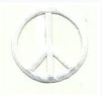 White Peace Sign Embroidered Iron-On Patch for Jackets, Backpacks & DIY Crafts - Durable Sew-On or Iron-On Applique
