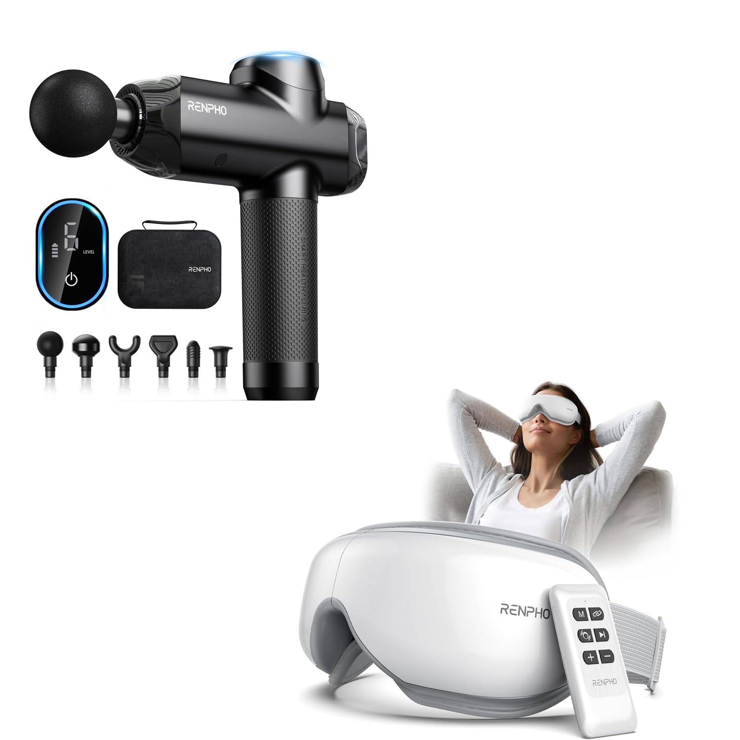 RENPHO Eyeris 1 Eye Massager for Migraine Relief & Headache - FSA/HSA Eligible Deep Tissue Massage Gun for Eye Relaxation - Perfect for Stress Relief, Office Use, and Travel Comfort