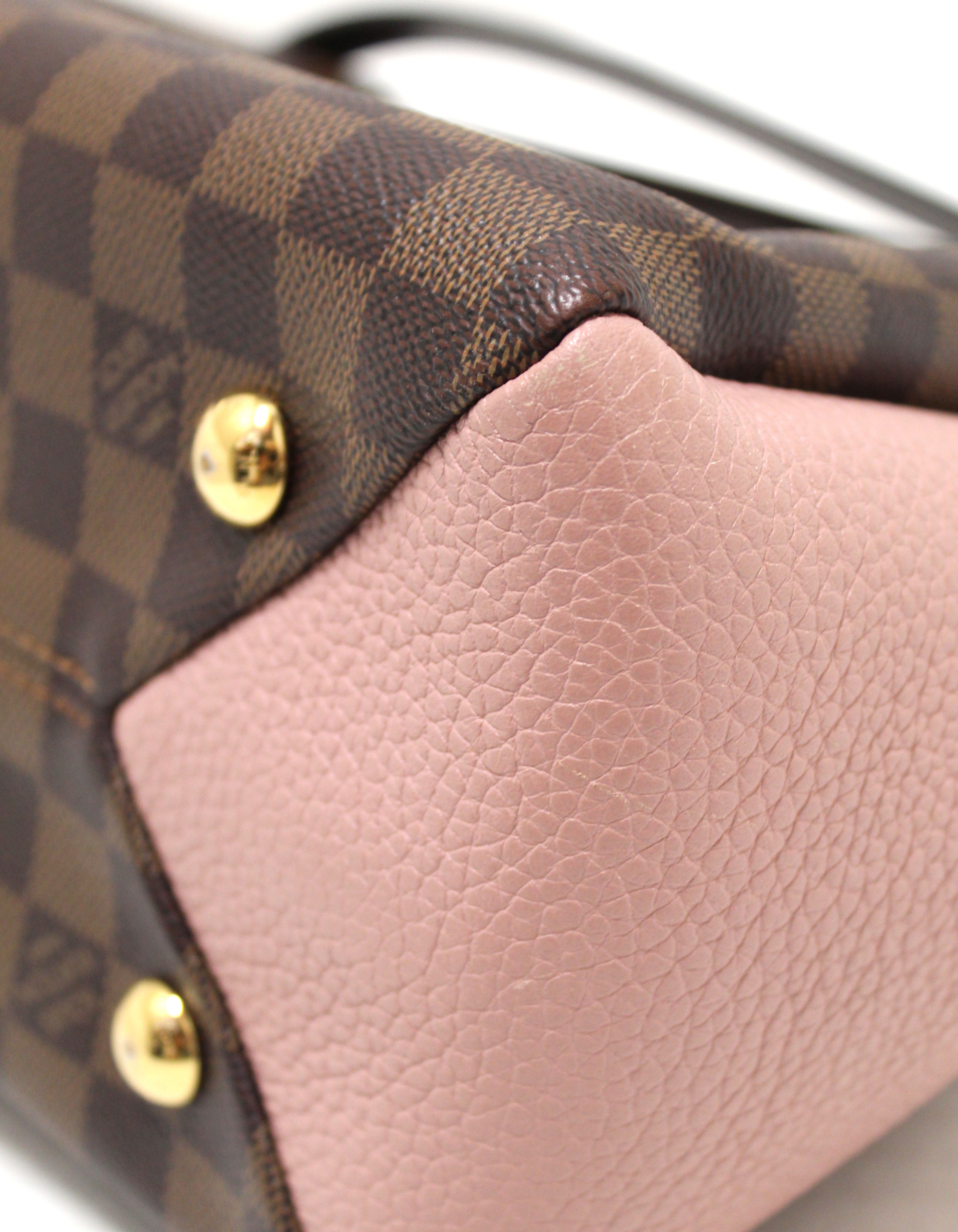 Authentic Louis Vuitton Damier Ebene Canvas Brittany Bag with Pink Leather Trim - Luxury Designer Handbag for Women, Perfect for Work, Travel & Special Occasions