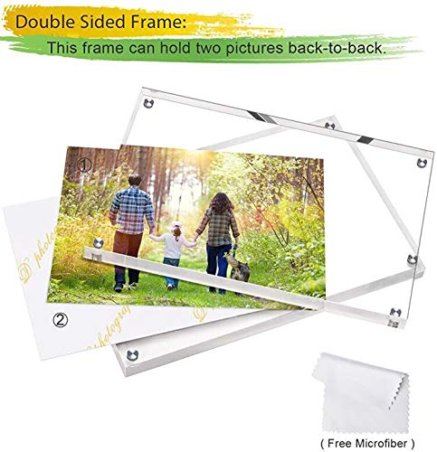 5x7 Acrylic Picture Frames 5 Pack - Clear Frameless Magnetic Photo Frames for Wall & Tabletop Display, Double-Sided Transparent Desktop Frames for Home Office Decor, Wedding Photos & Family Memories (5 Pack)