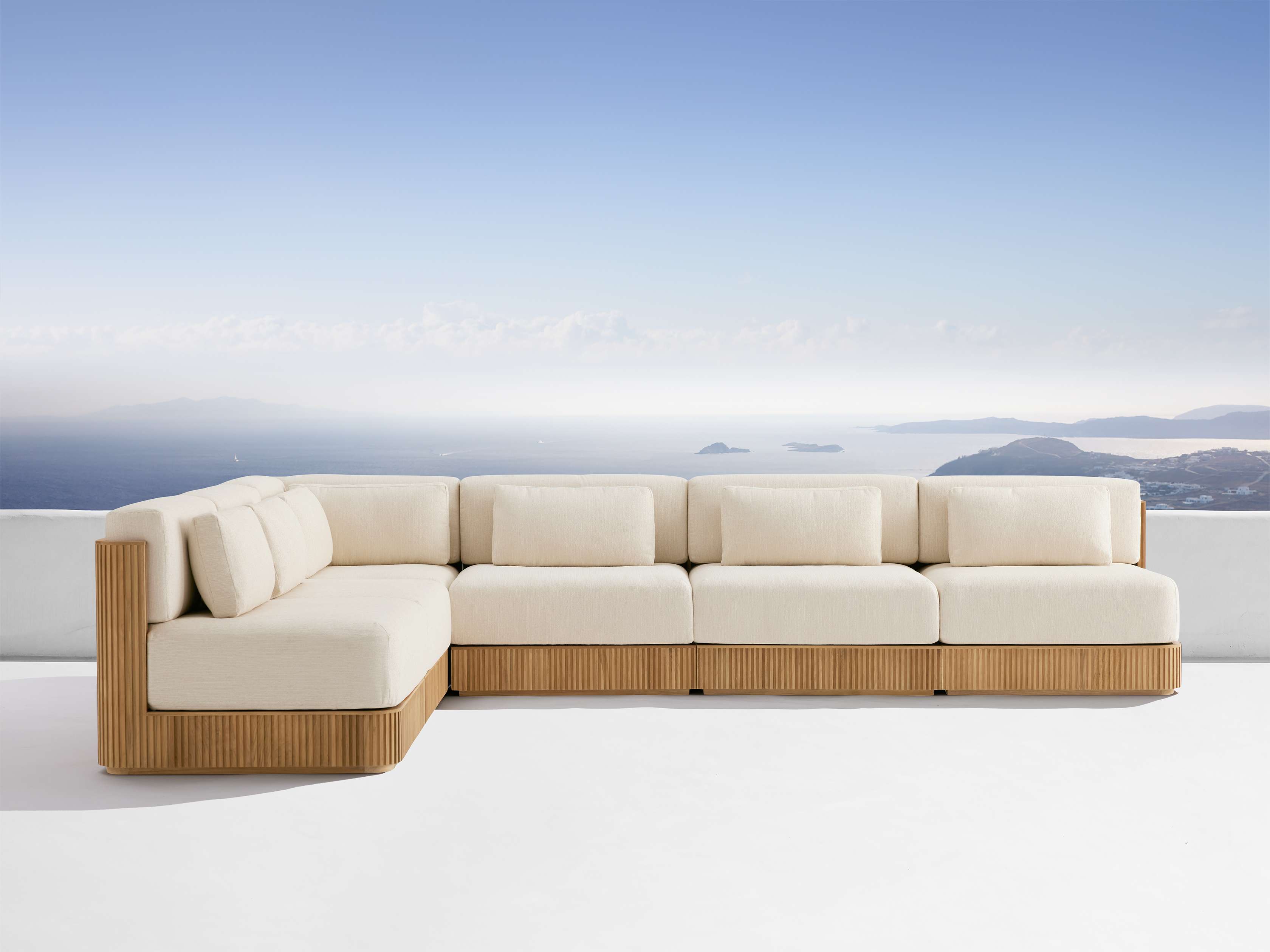 Premium Beaumont Outdoor Teak 6-Piece Sectional Set - Weather-Resistant Patio Furniture for Garden, Poolside & Backyard Relaxation