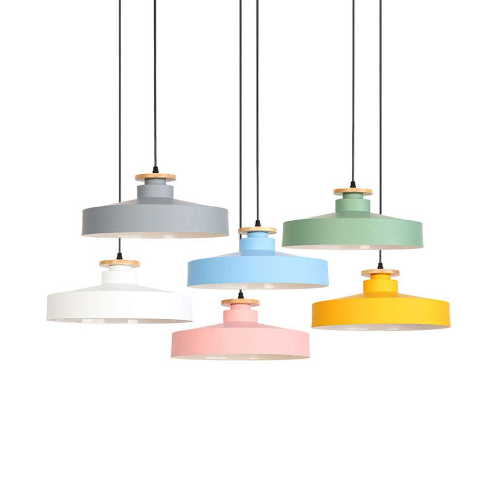 Nordic Wooden Macaron Single Head Chandelier - Industrial Style Ceiling Pendant Light with 1 Bulb, Creative Bar Lighting Fixture for Kitchen Island, Bedroom, Dining Room and Living Room Decor
