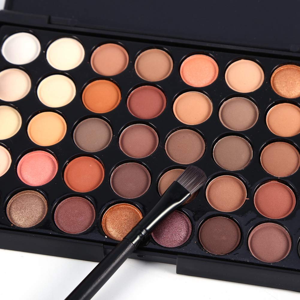 40-Color Matte Eyeshadow Palette with Brush - Long Lasting Shimmer Powder for Party & Daily Makeup