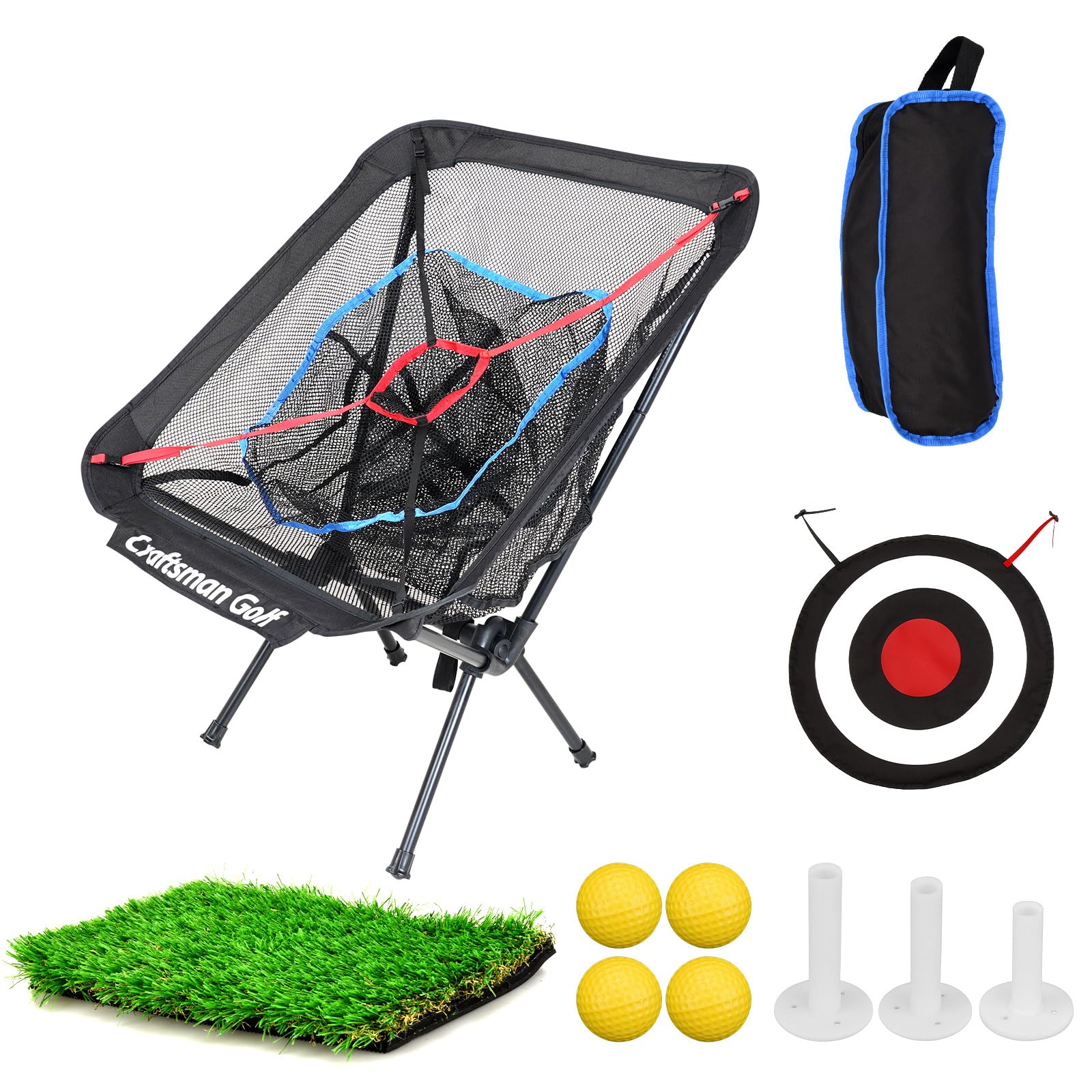 Premium Golf Practice Chipping Net with Realistic Grass Mat - Indoor & Outdoor Training Aid for Backyard, Driving Range & Home Use - Includes Golf Accessories