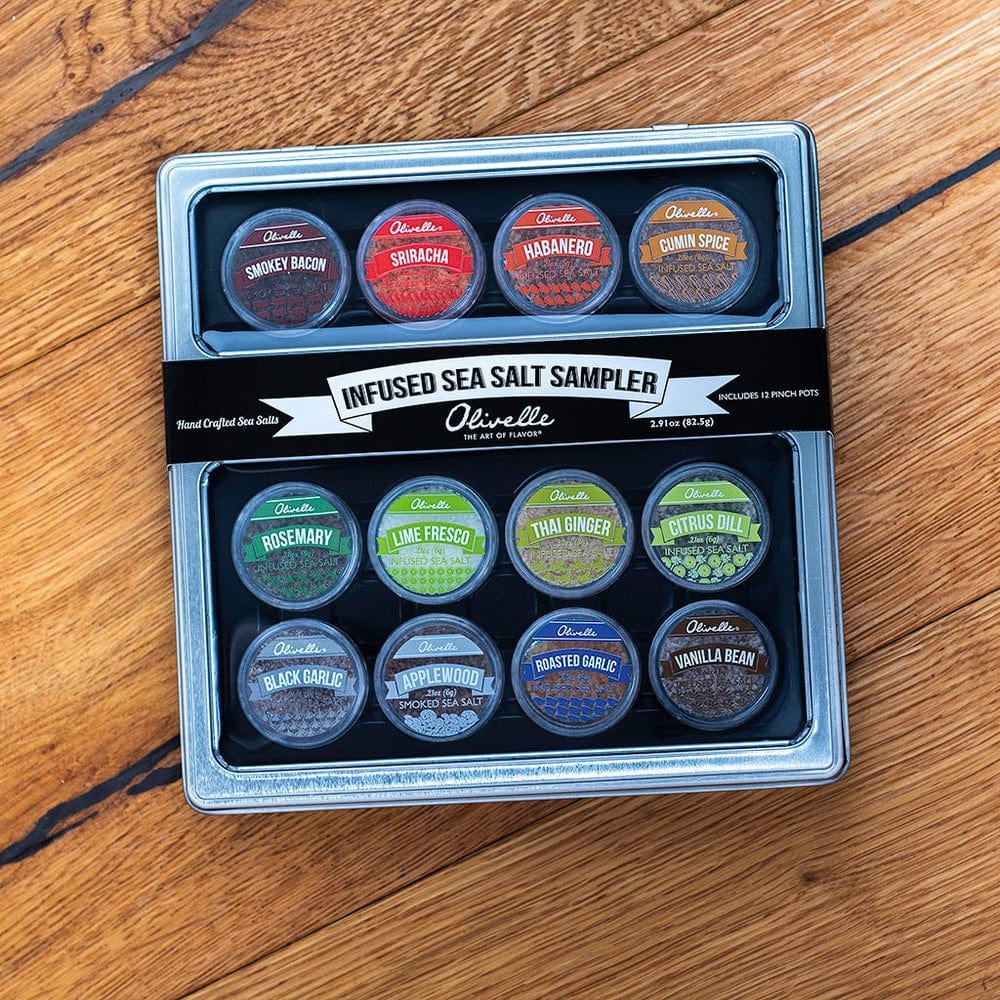 Olivelle Infused Sea Salt Sampler - 12 Flavor Variety Pack | Gourmet Seasoning for Cooking, Baking & Grilling | Perfect for Home Chefs & Food Gifts