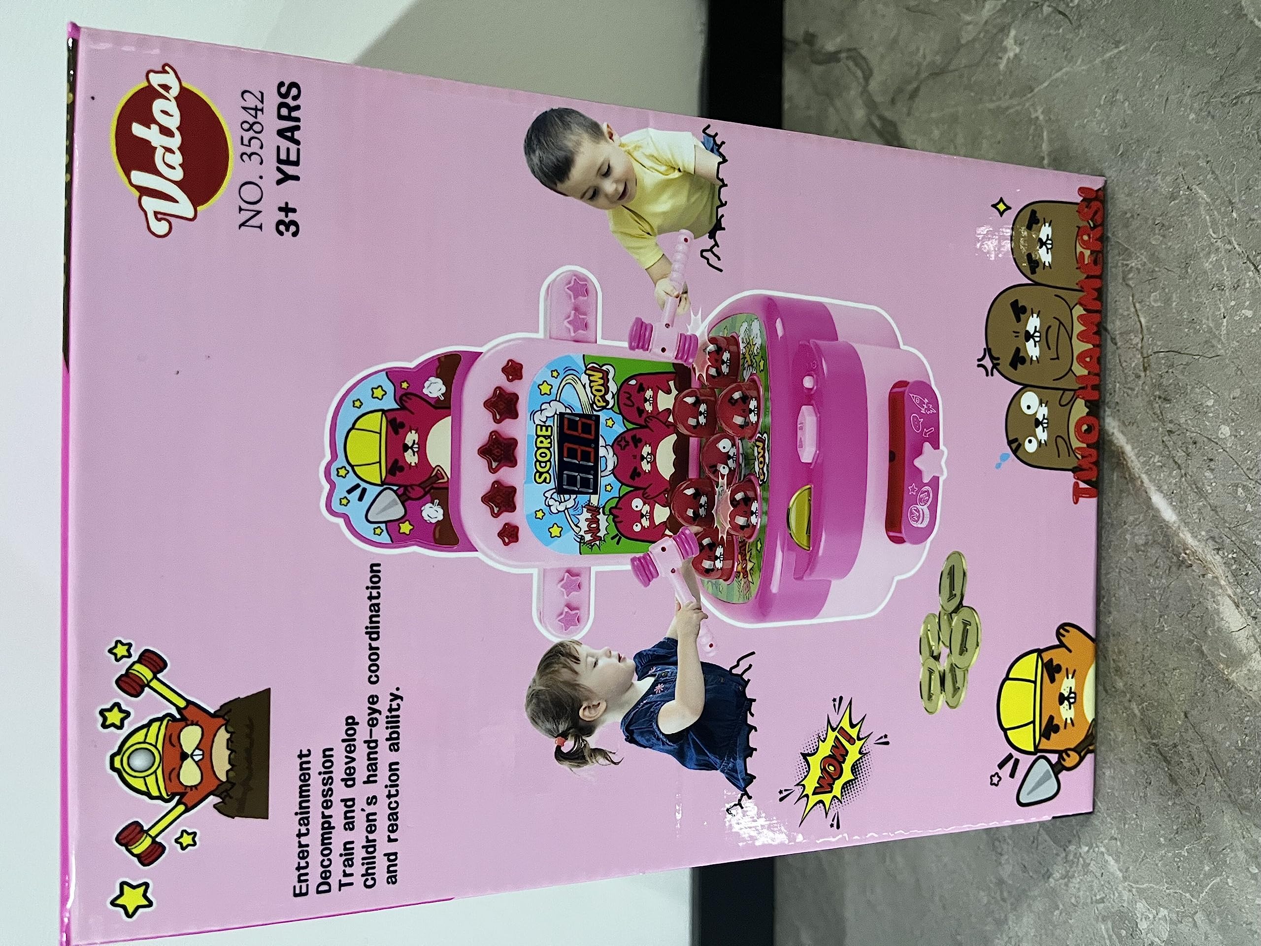 VATOS Mini Electronic Arcade Game - Fun Mole Whacking Game for Kids & Adults (Pink) - Perfect for Parties, Gifts & Family Game Nights